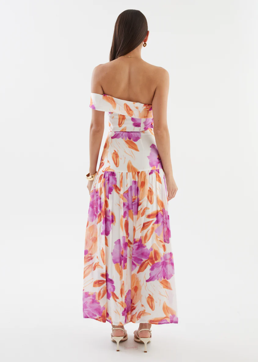 Shari One Shoulder Maxi Dress - Purple Flowers - Image 10