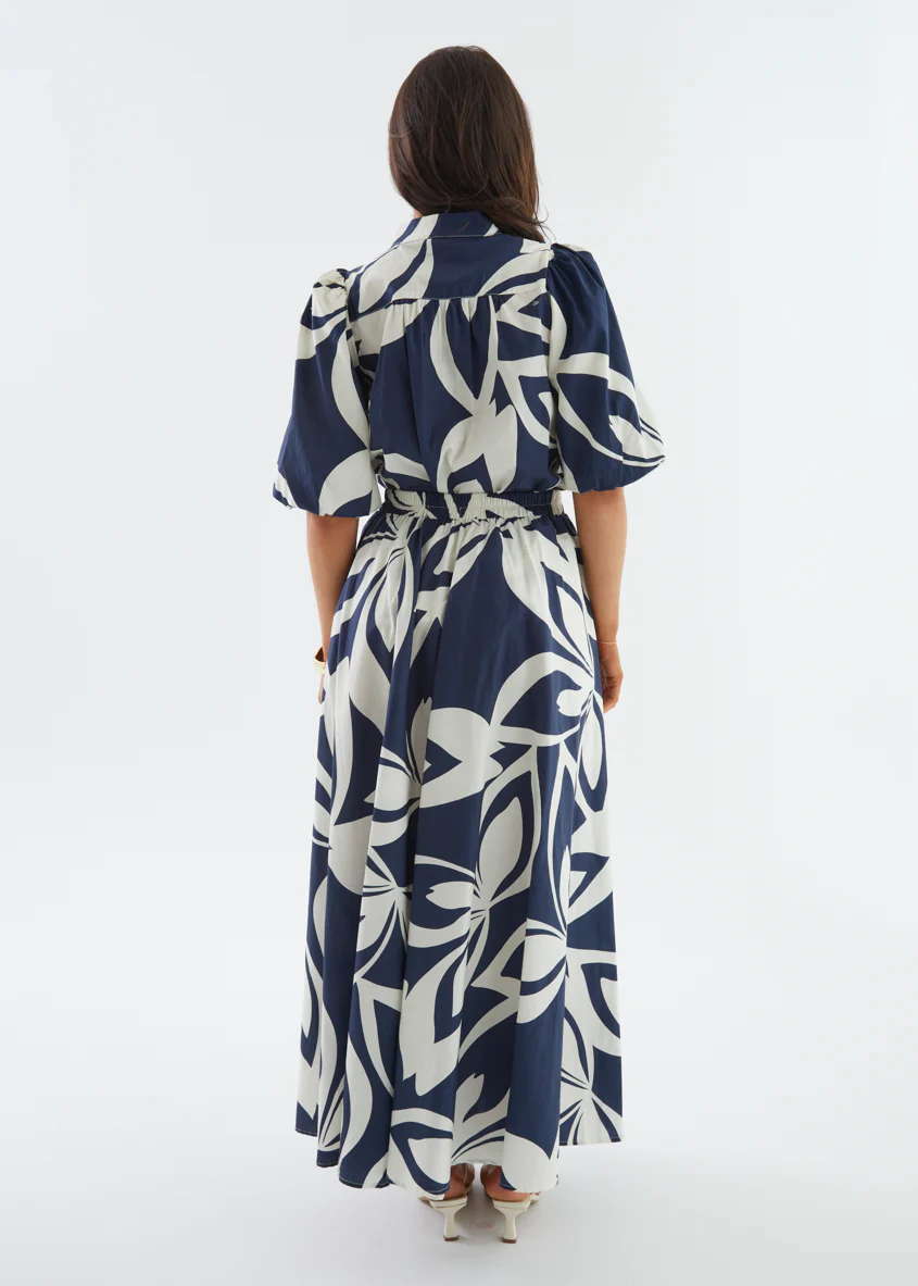 Simone Maxi Skirt - Navy Abstract - Image 5