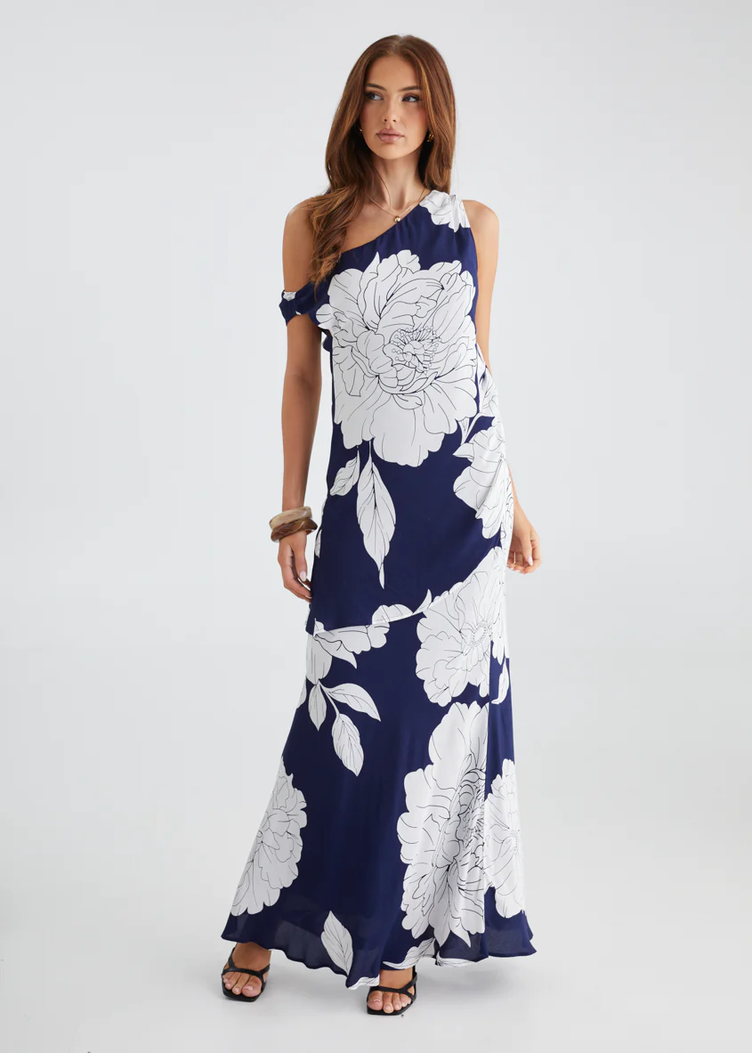 Solar Drop Shoulder Top - Navy Bloom - Image 2