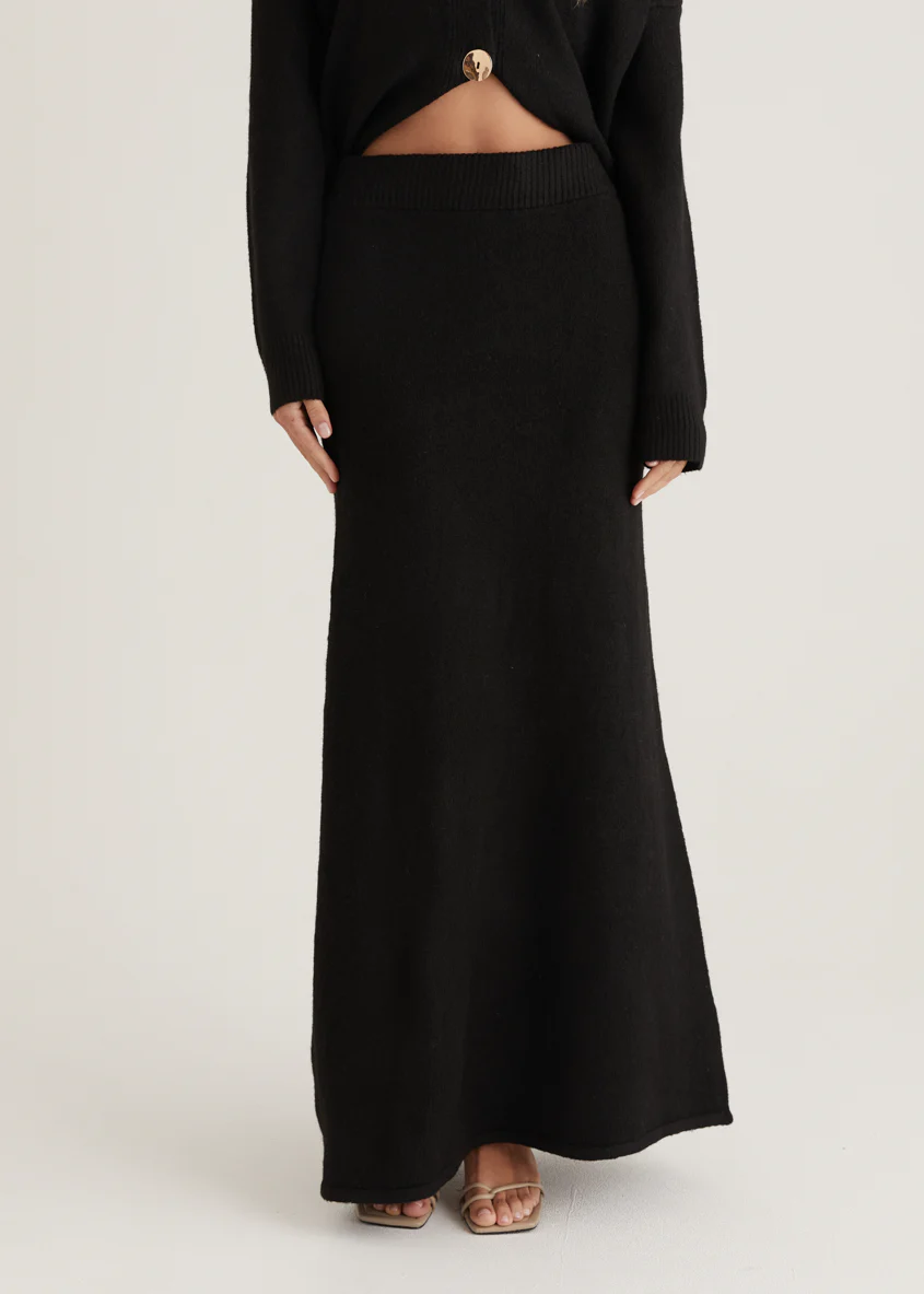 Stasia Knit Maxi Skirt - Black - Image 10