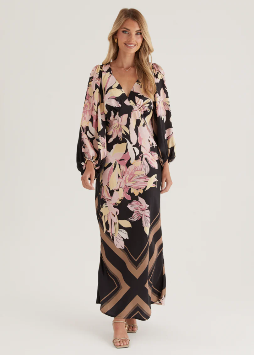 Stetha Maxi Dress - Black Floral - Image 3