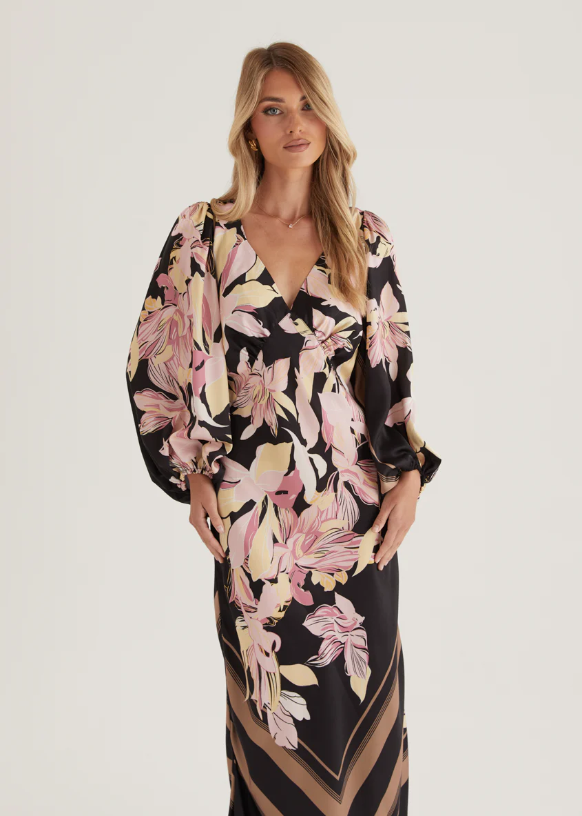 Stetha Maxi Dress - Black Floral - Image 6