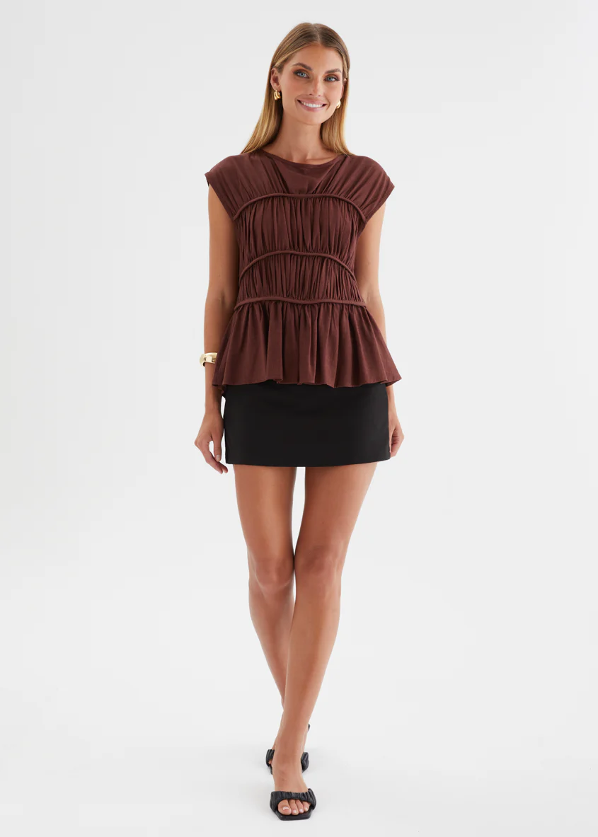 Sunstone Pleated Top - Chocolate - Image 6