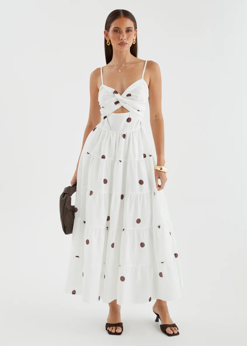 Talley Midi Dress - White Polka - Image 2