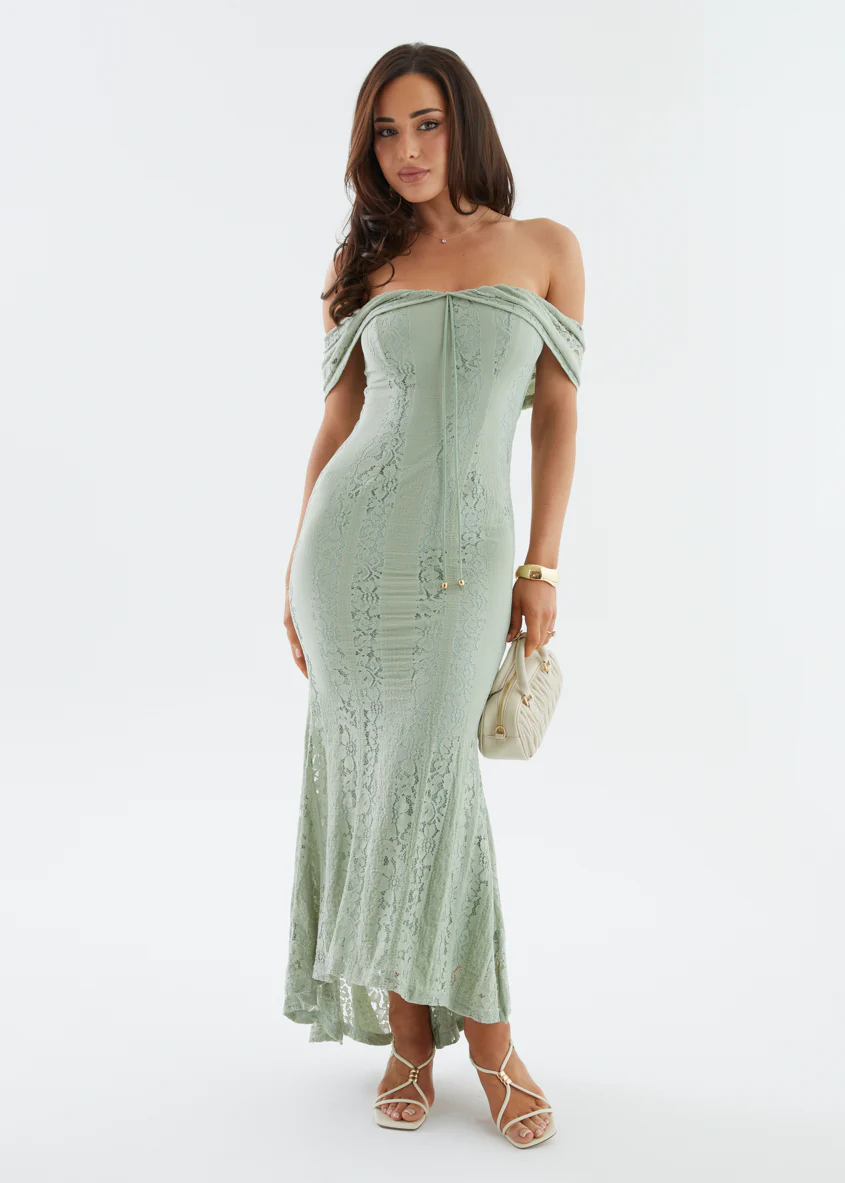 Tarin Off Shoulder Maxi Dress - Sage - Image 4