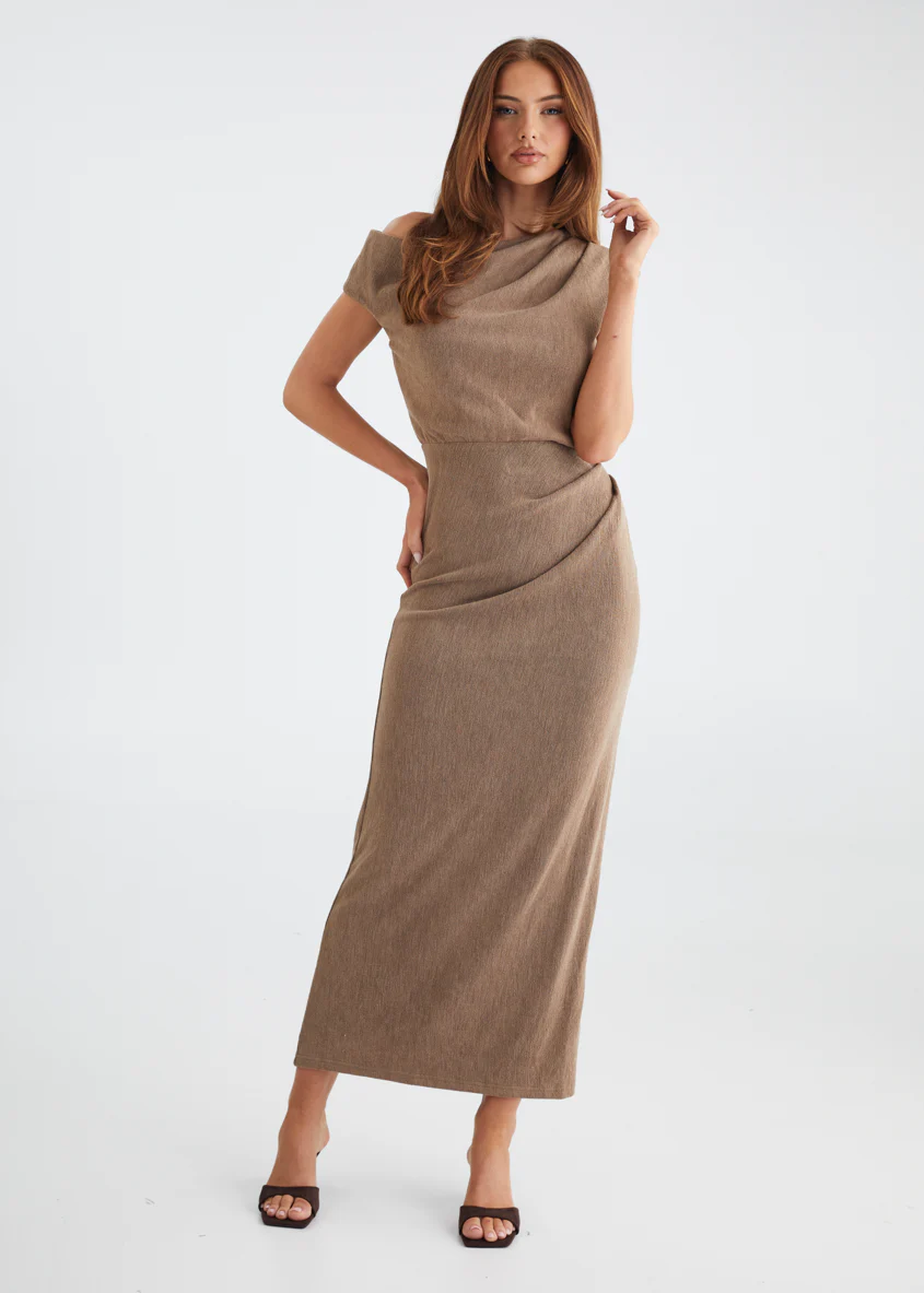 Tarni One Shoulder Maxi Dress - Chocolate - Image 12