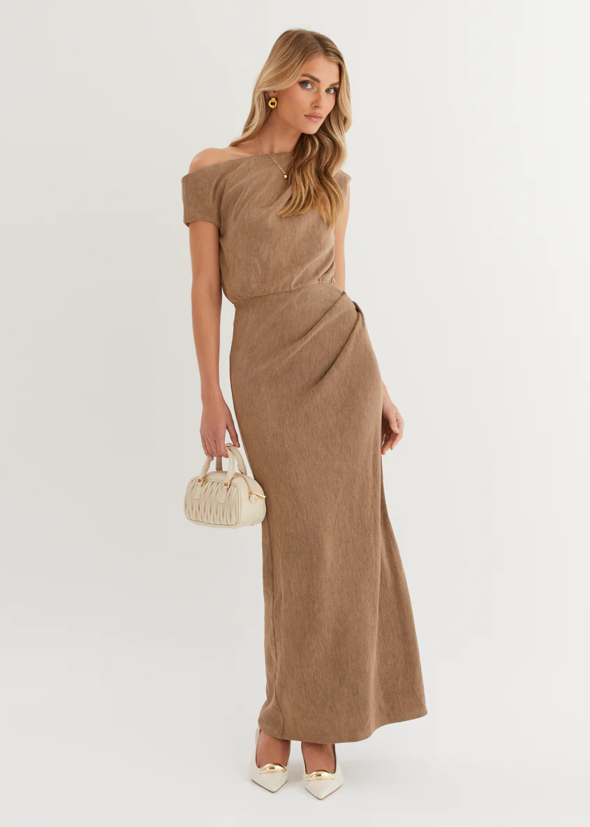 Tarni One Shoulder Maxi Dress - Chocolate - Image 6