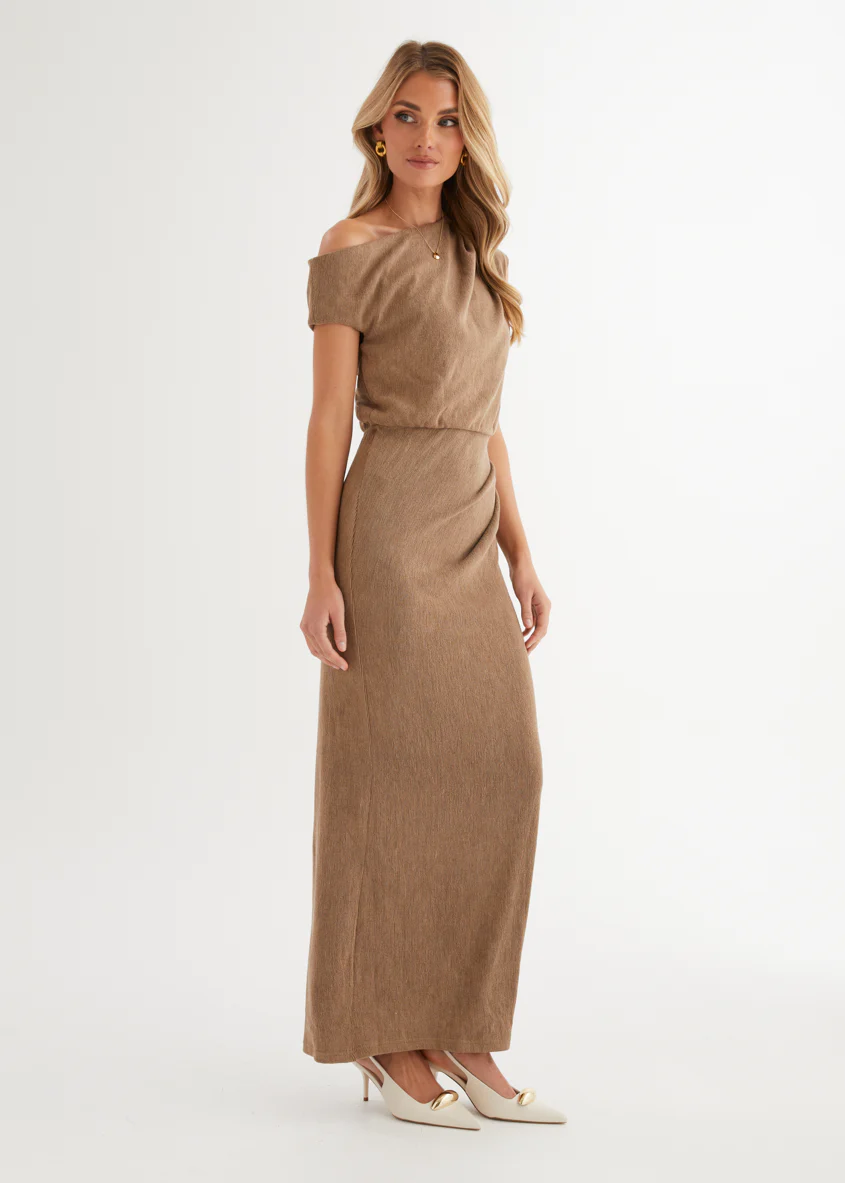 Tarni One Shoulder Maxi Dress - Chocolate - Image 7