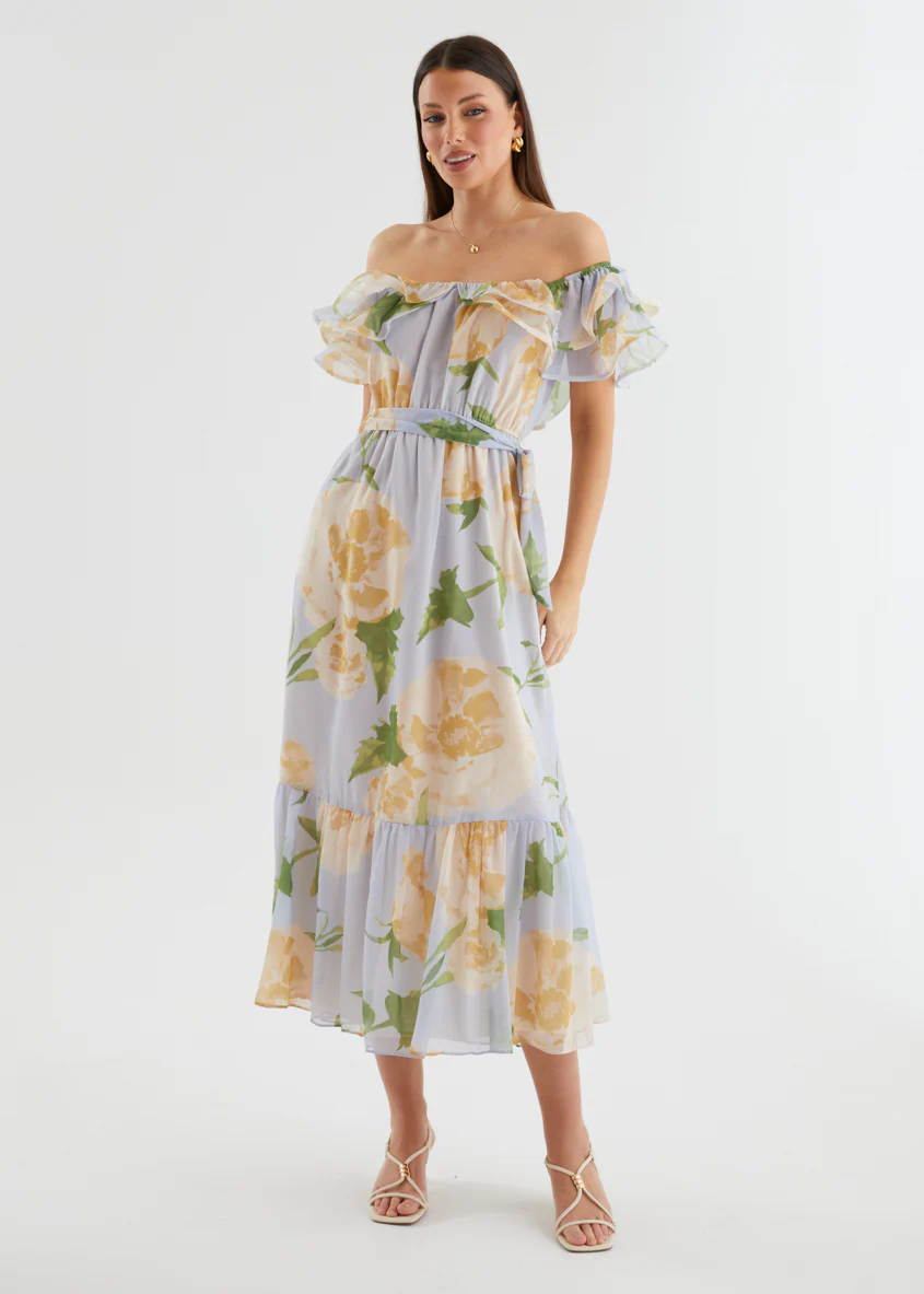 Tarsha Off Shoulder Maxi Dress - Blue Bloom - Image 15