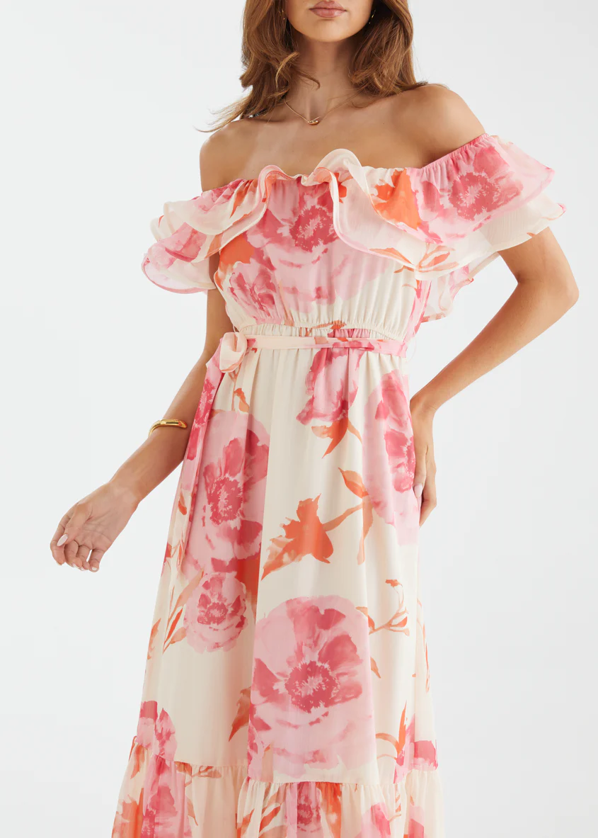 Tarsha Off Shoulder Maxi Dress - Pink Bloom - Image 6