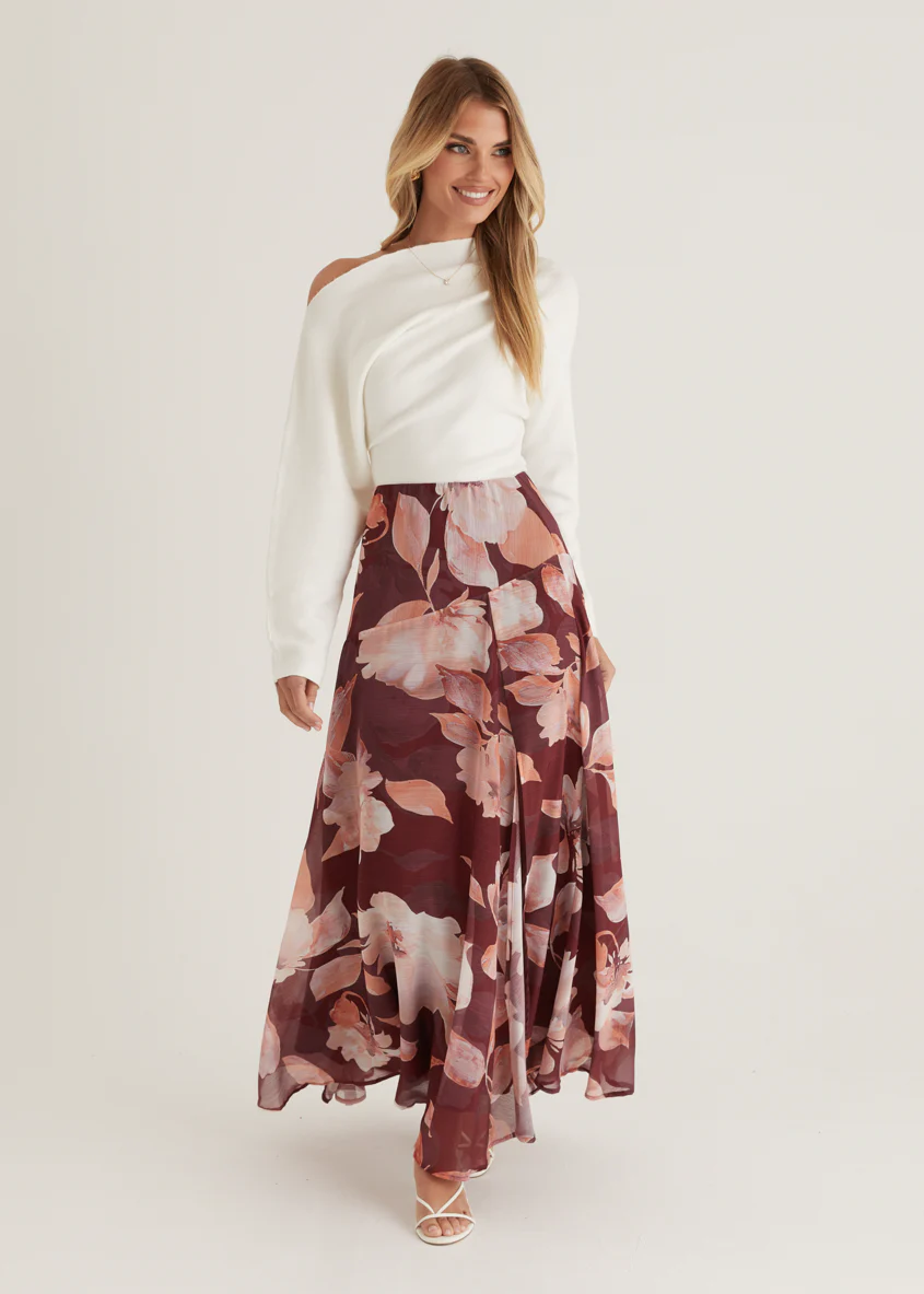 Tatum Maxi Skirt - Burgundy Floral - Image 14