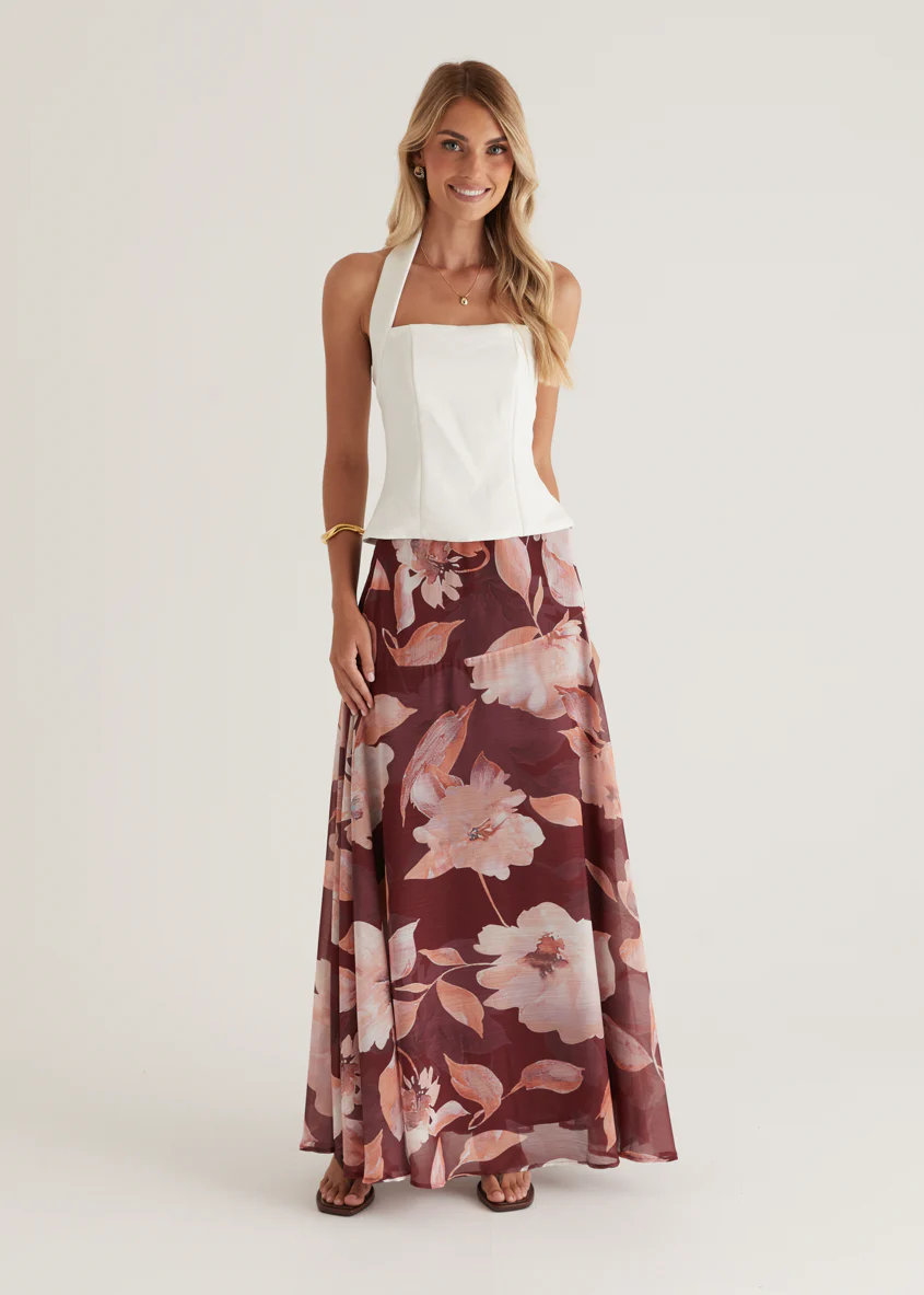 Tatum Maxi Skirt - Burgundy Floral - Image 23