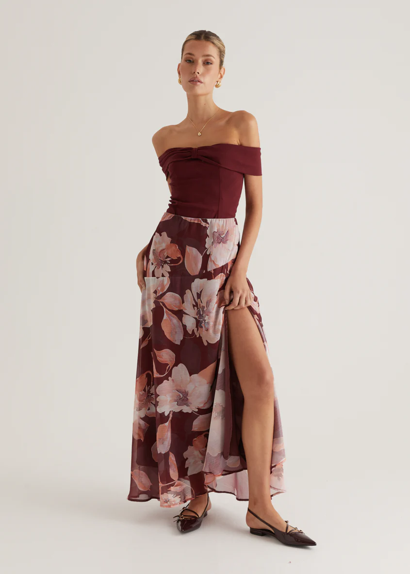 Tatum Maxi Skirt - Burgundy Floral - Image 31