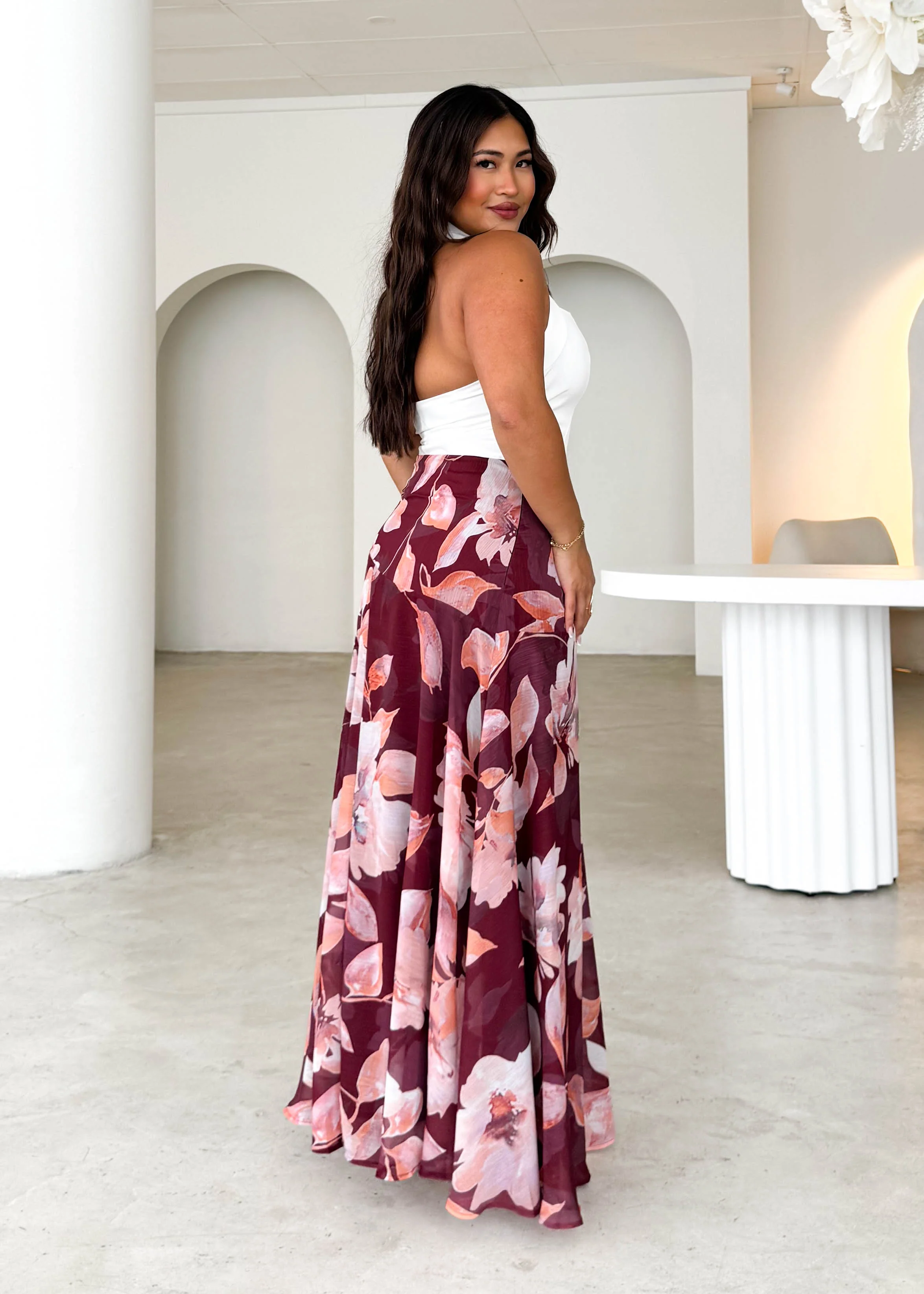 Tatum Maxi Skirt - Burgundy Floral - Image 5