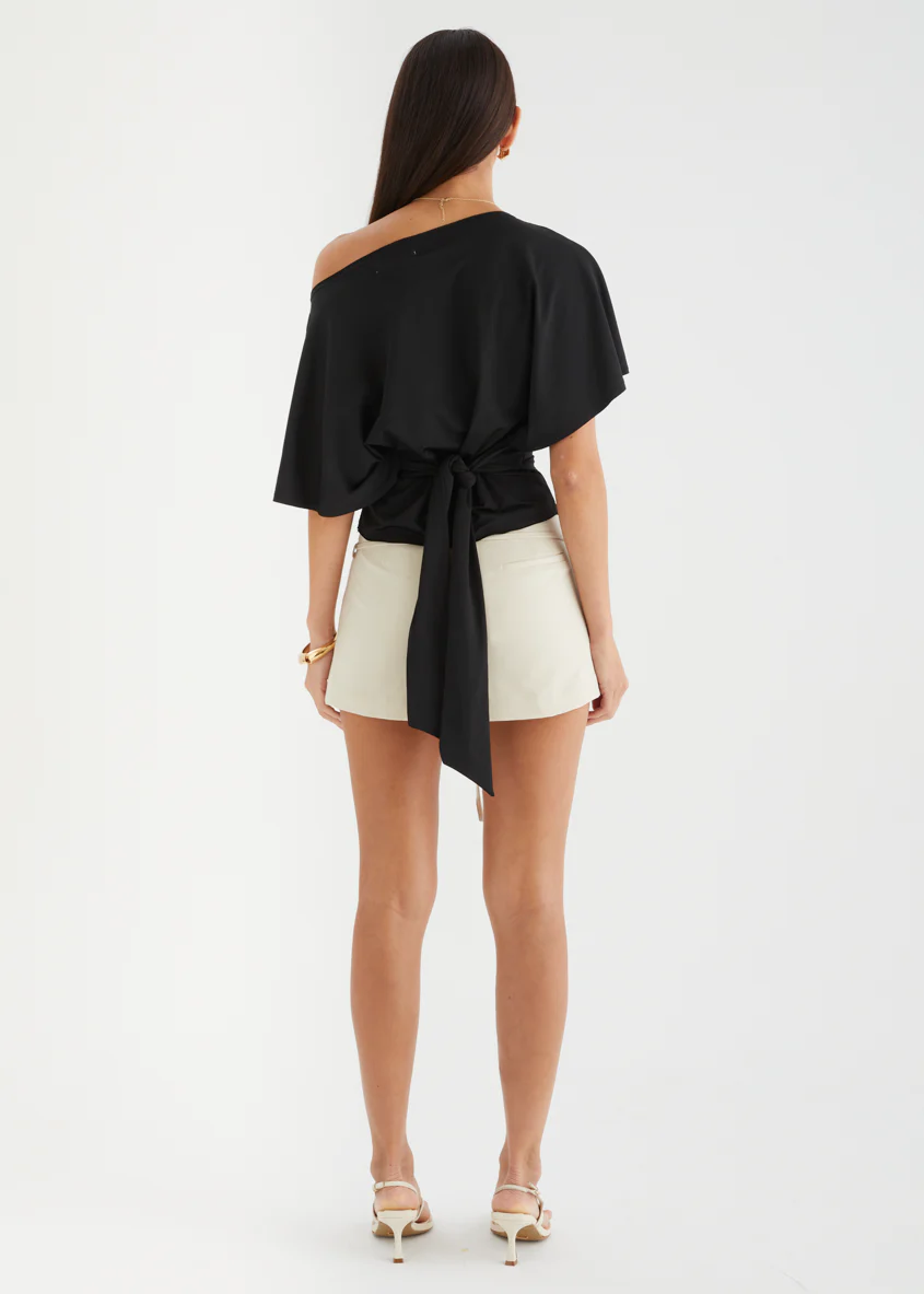 Teegan Tie Top - Black - Image 7