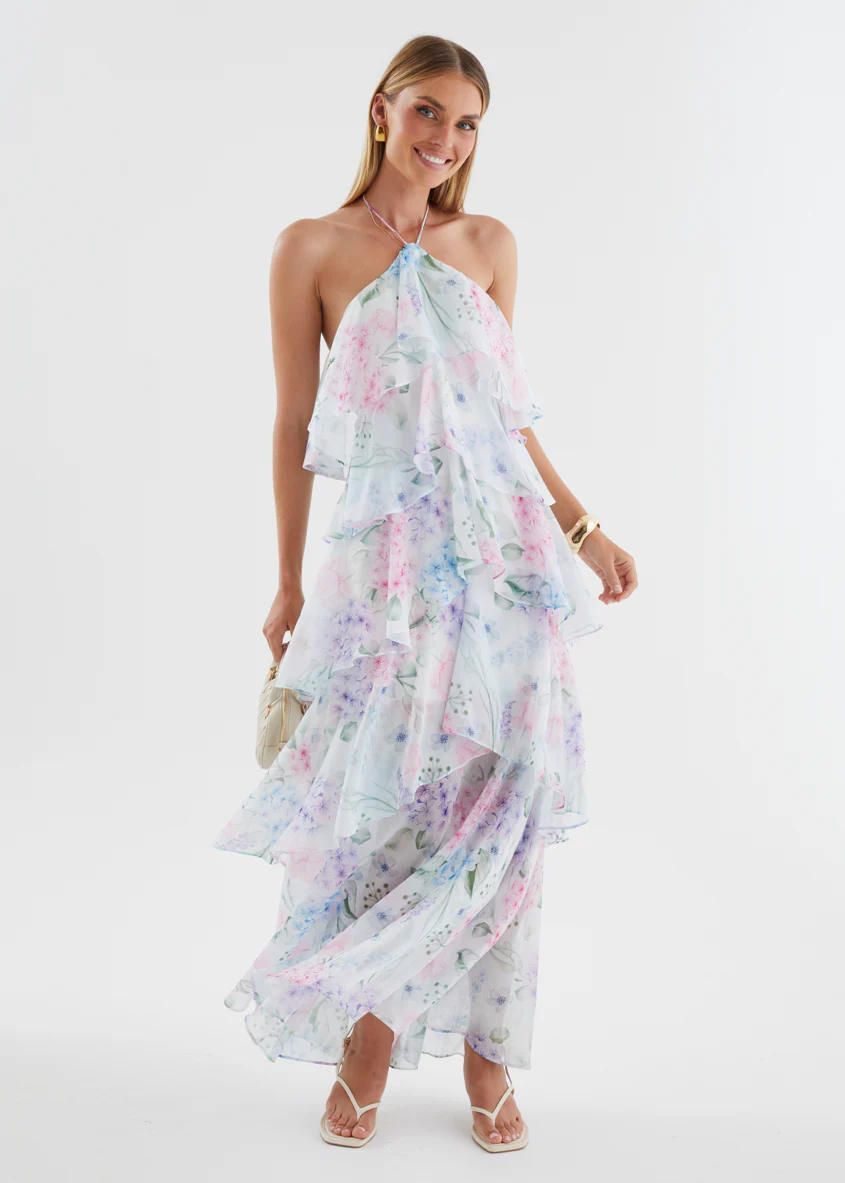 Telaena Halter Maxi Dress - Aqua Floral - Image 3