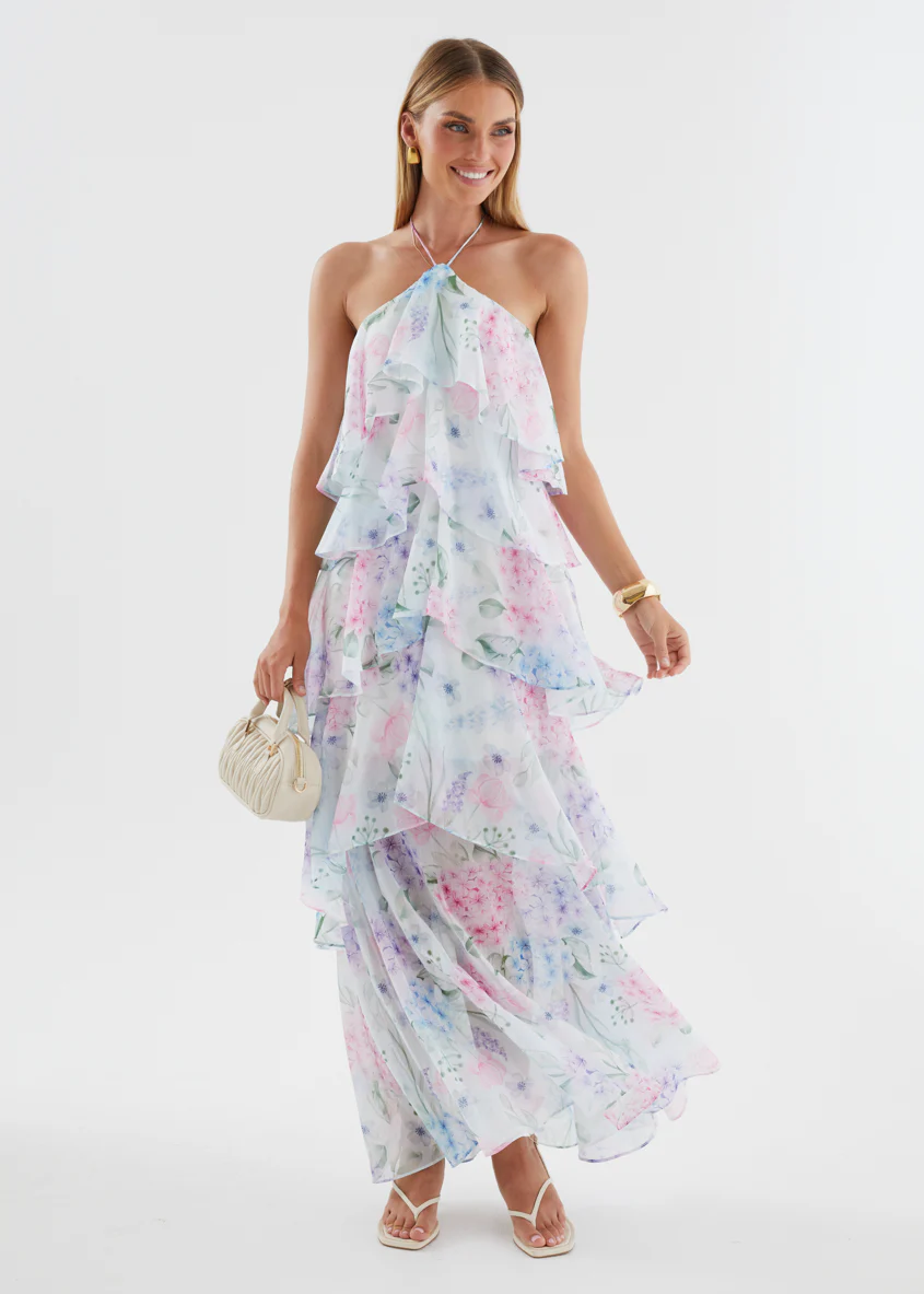Telaena Halter Maxi Dress - Aqua Floral - Image 5