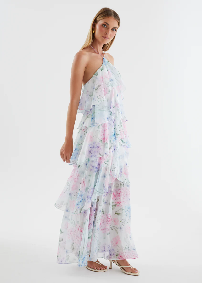 Telaena Halter Maxi Dress - Aqua Floral - Image 7