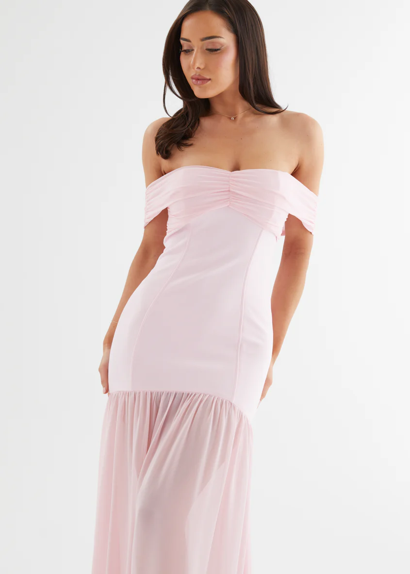 Tilly Off Shoulder Maxi Dress - Soft Pink - Image 4