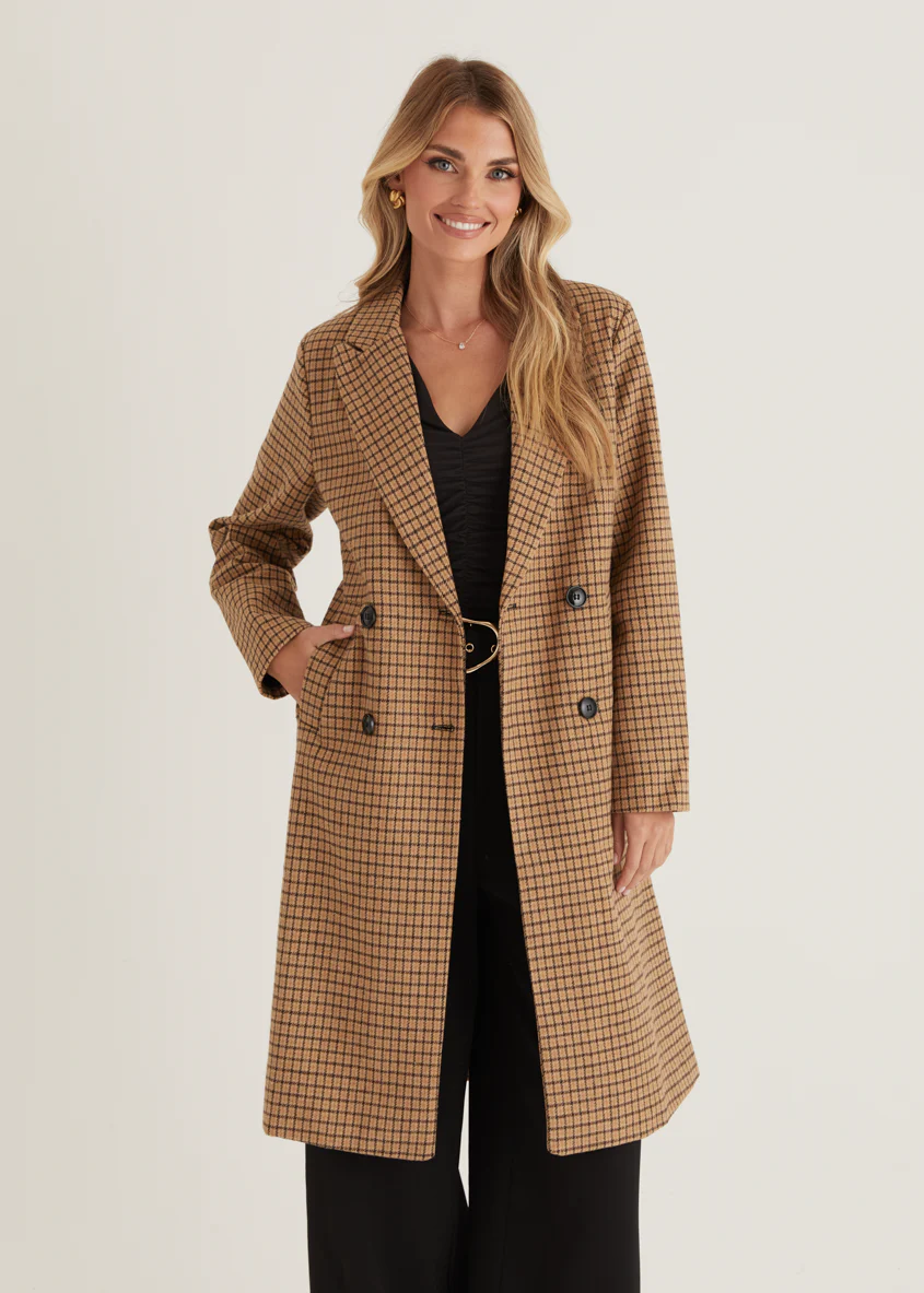 Tommie Coat - Tan Check - Image 3