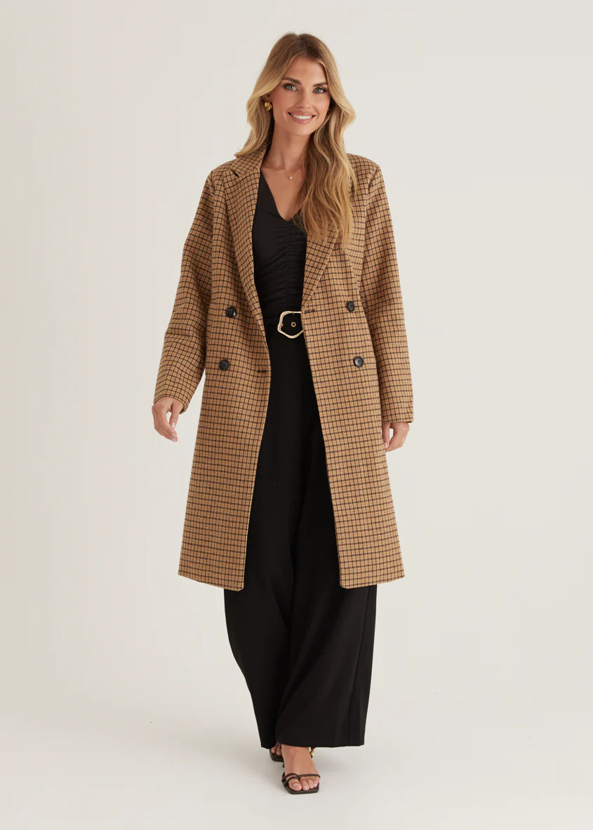 Tommie Coat - Tan Check - Image 4