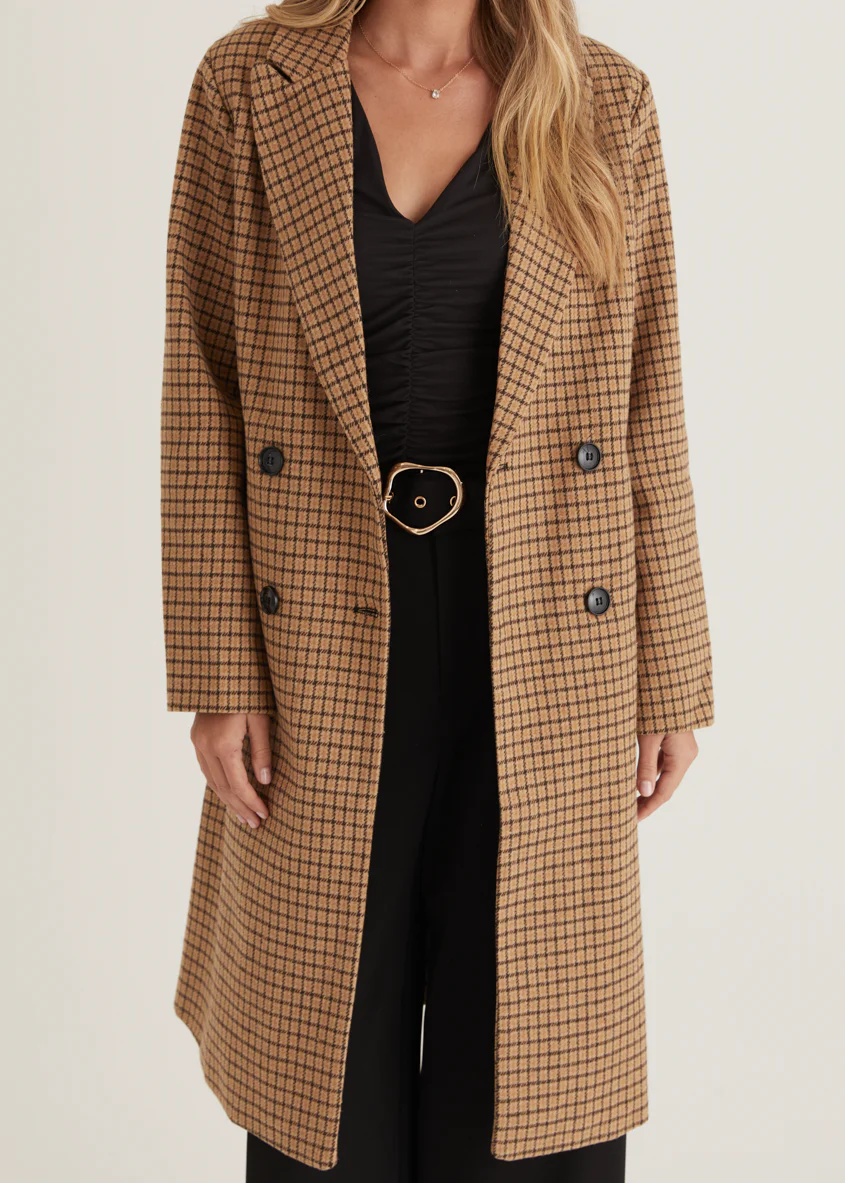 Tommie Coat - Tan Check - Image 7