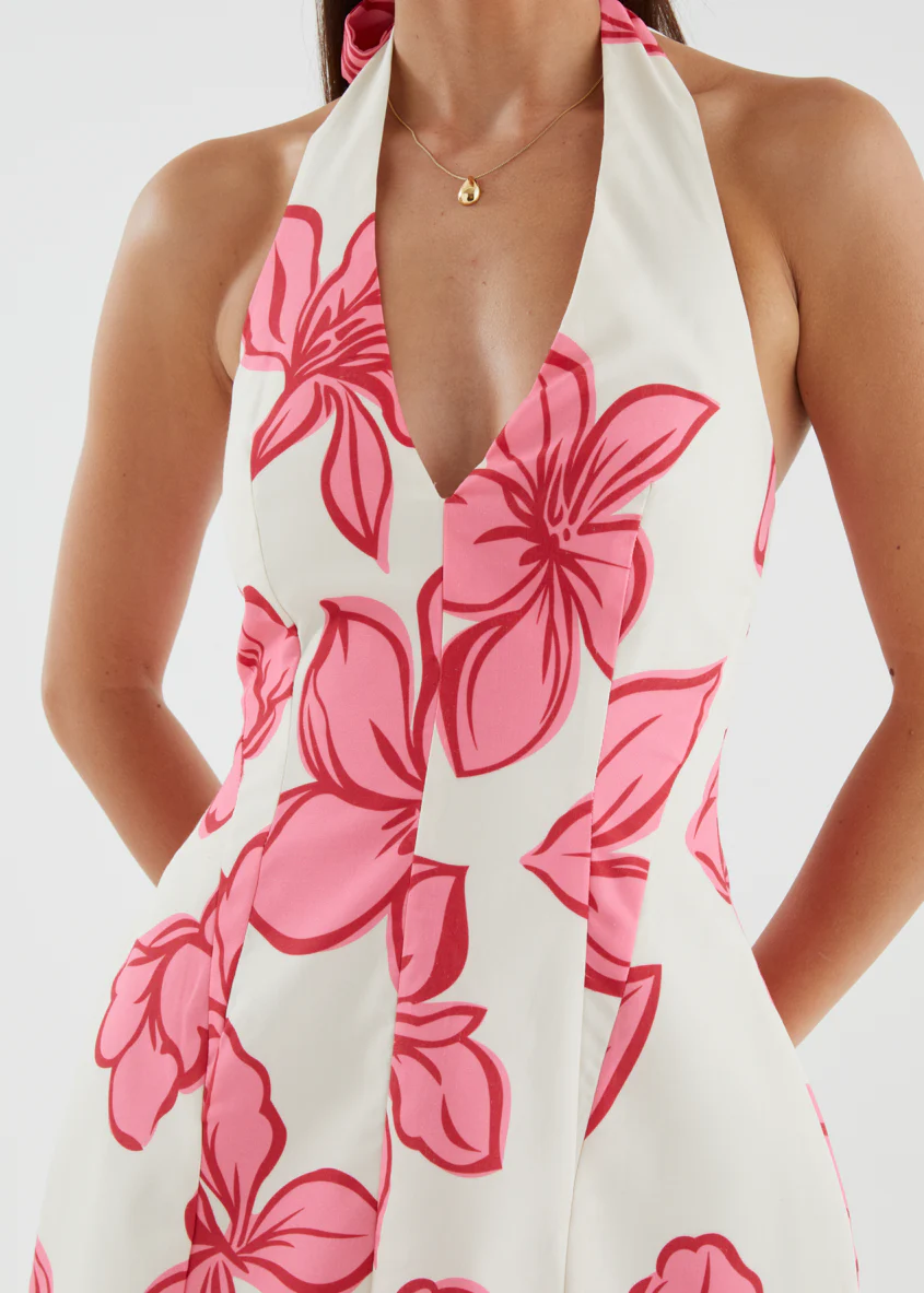 Tristan Halter Dress - Pink Flowers - Image 8