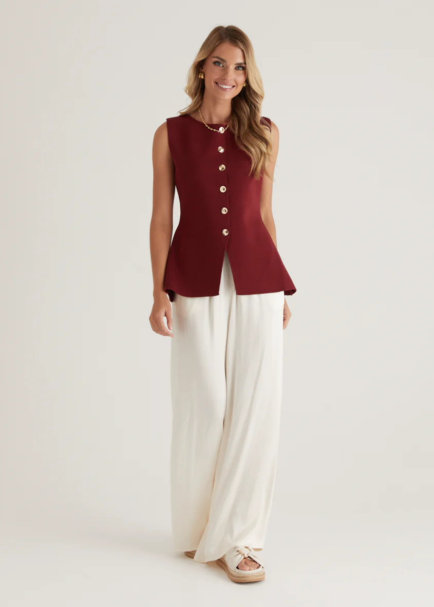 Tristy Knit Vest - Merlot - Image 8