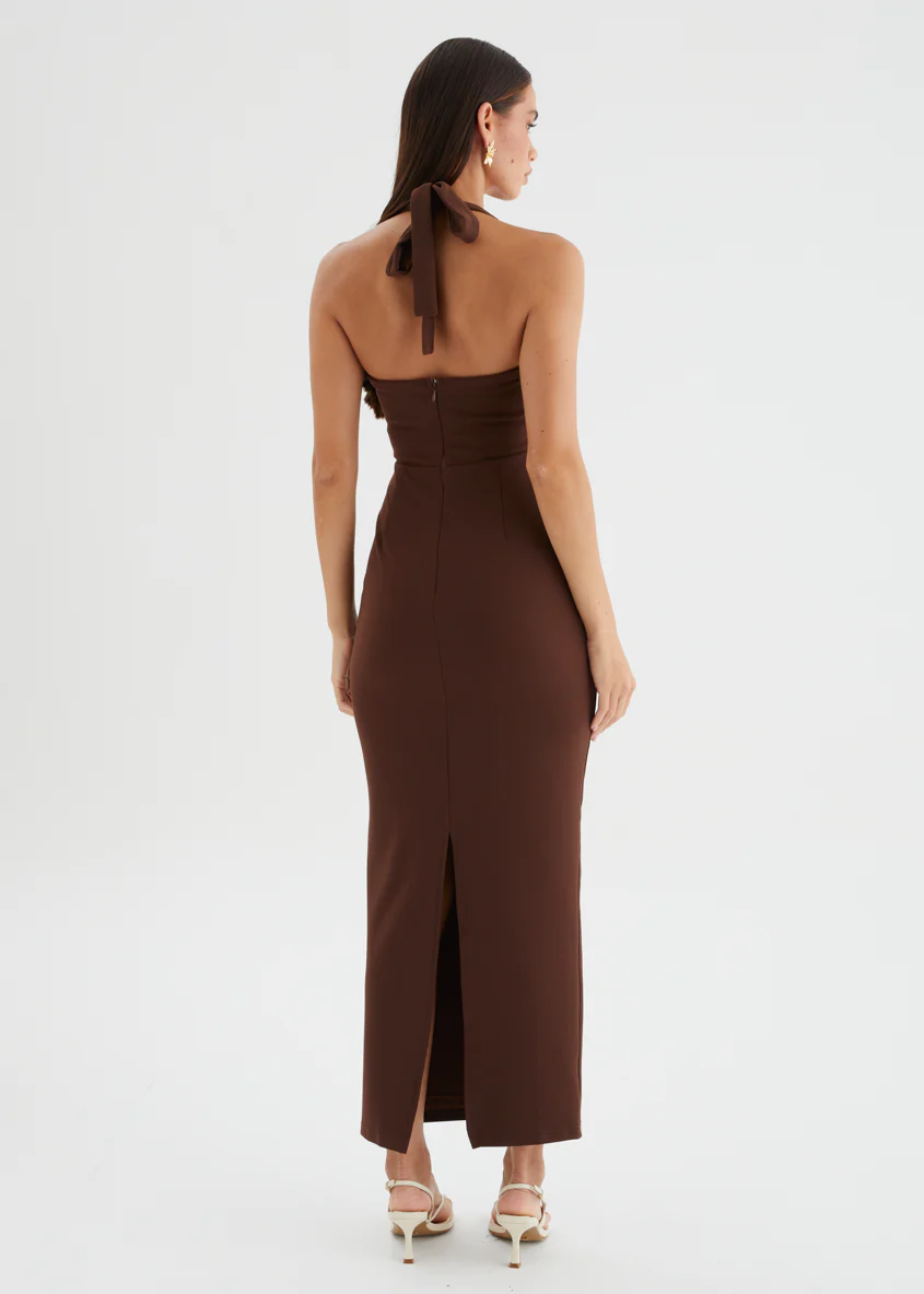 Vickie Halter Maxi Dress - Chocolate - Image 5