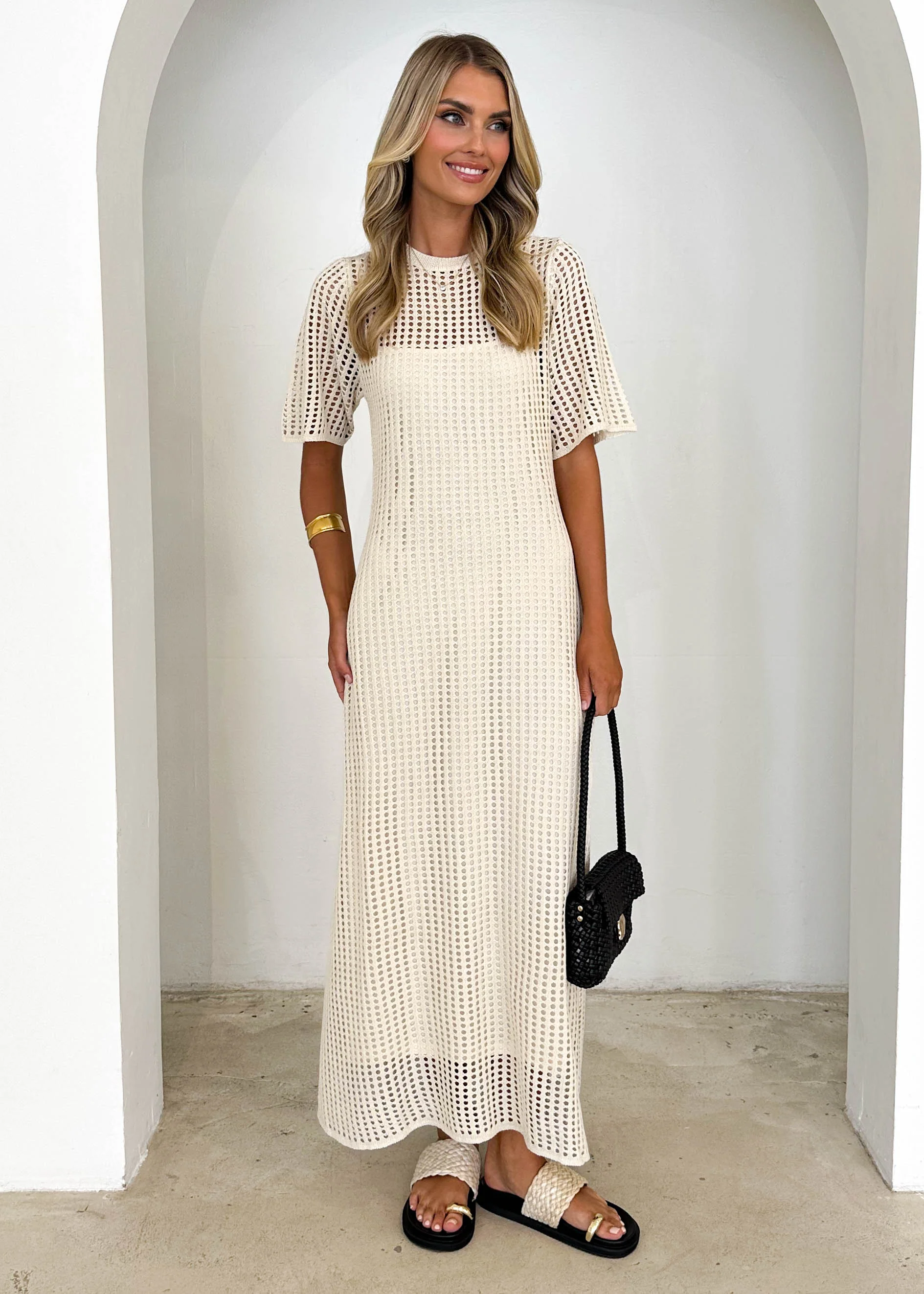 Vivvy Crochet Maxi Dress - Cream - Image 11