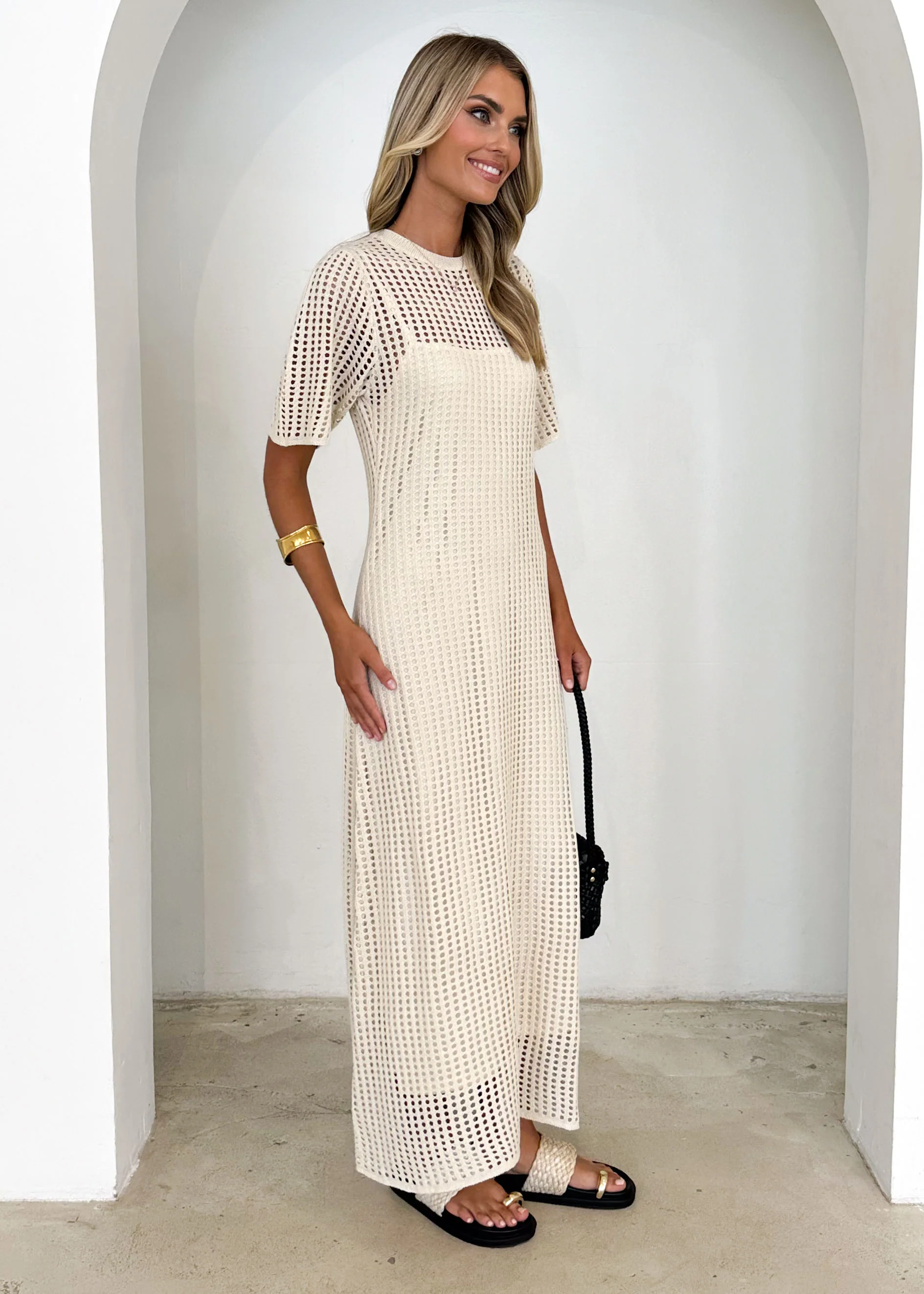 Vivvy Crochet Maxi Dress - Cream - Image 12