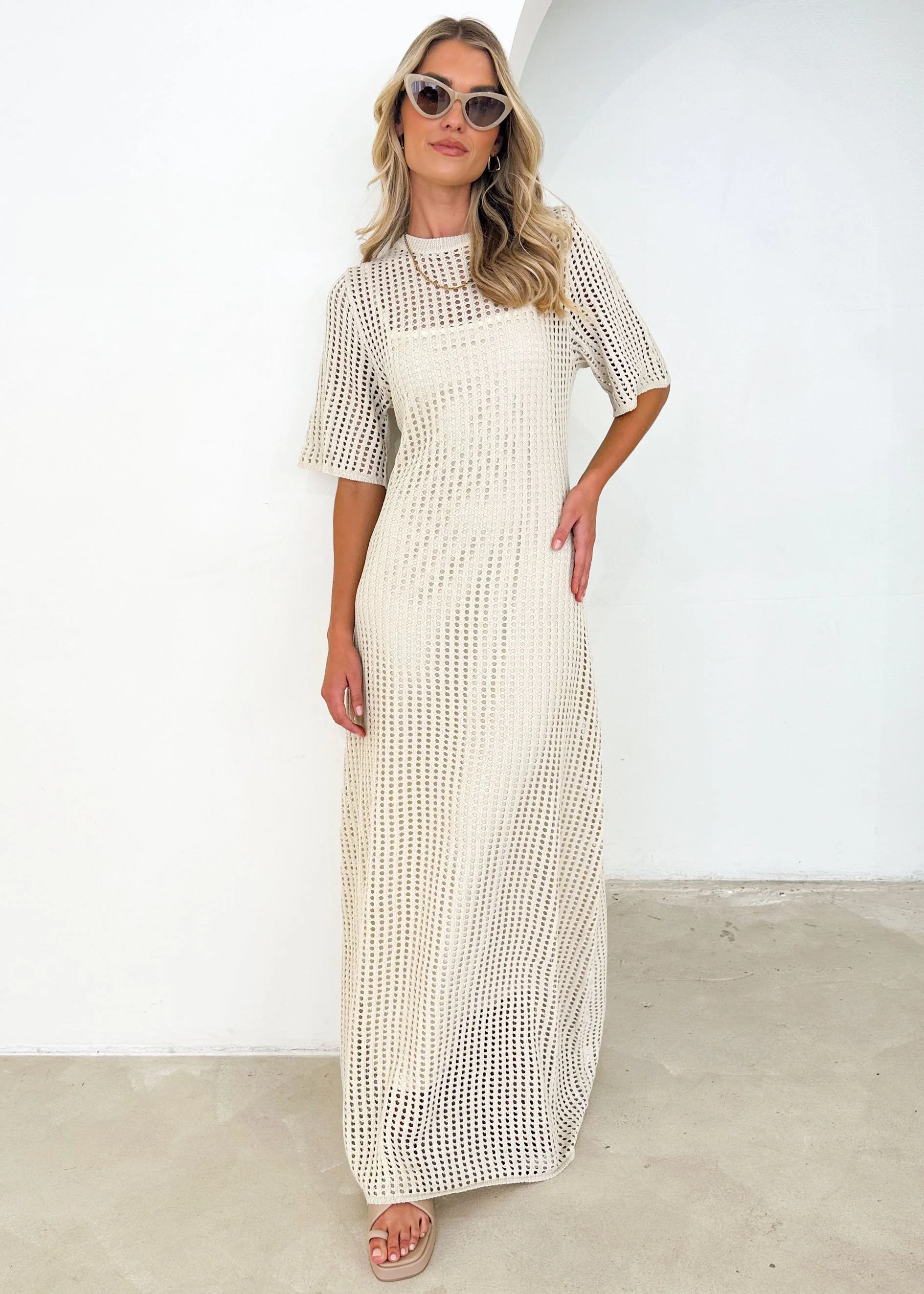 Vivvy Crochet Maxi Dress - Cream - Image 16
