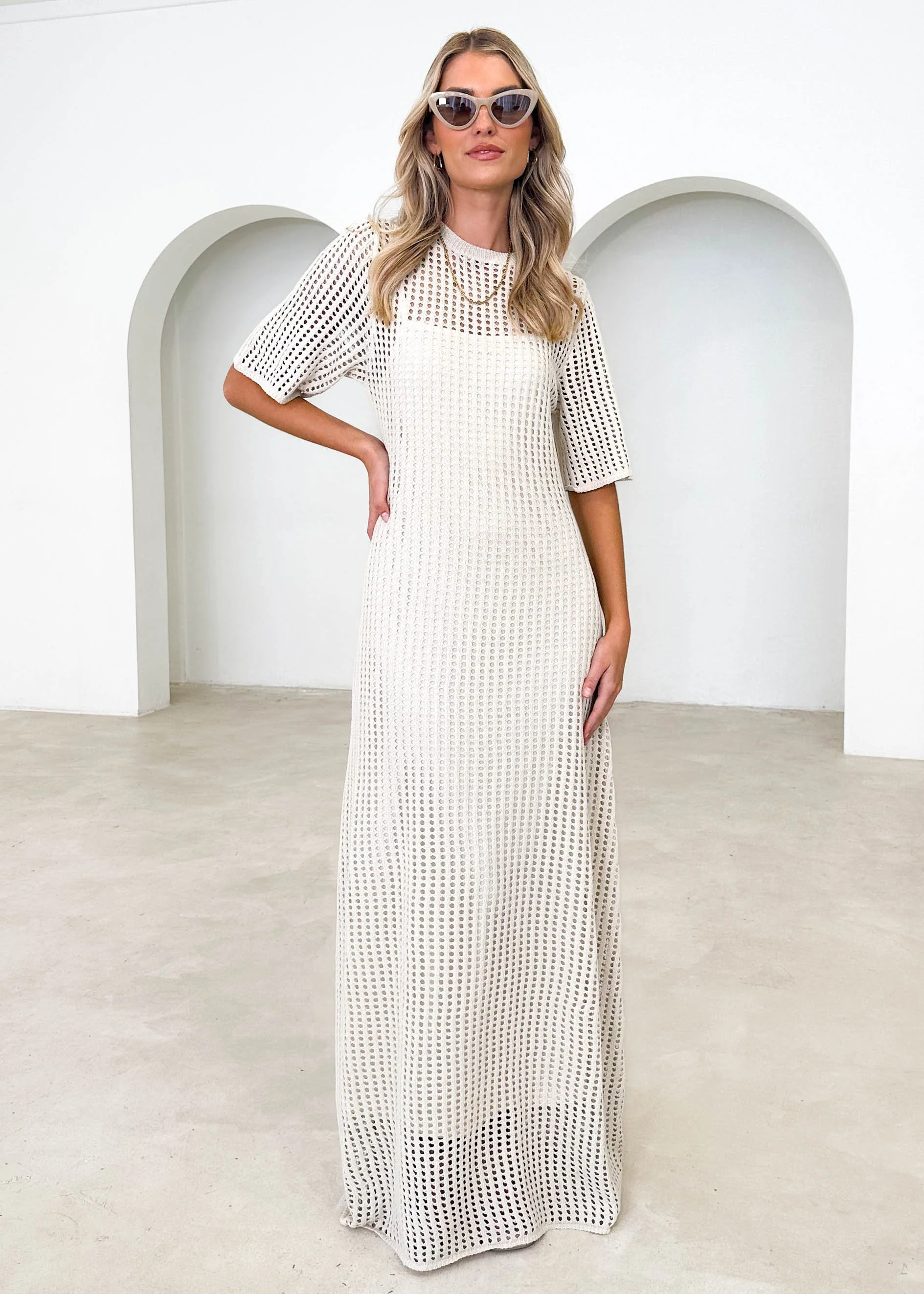 Vivvy Crochet Maxi Dress - Cream - Image 17