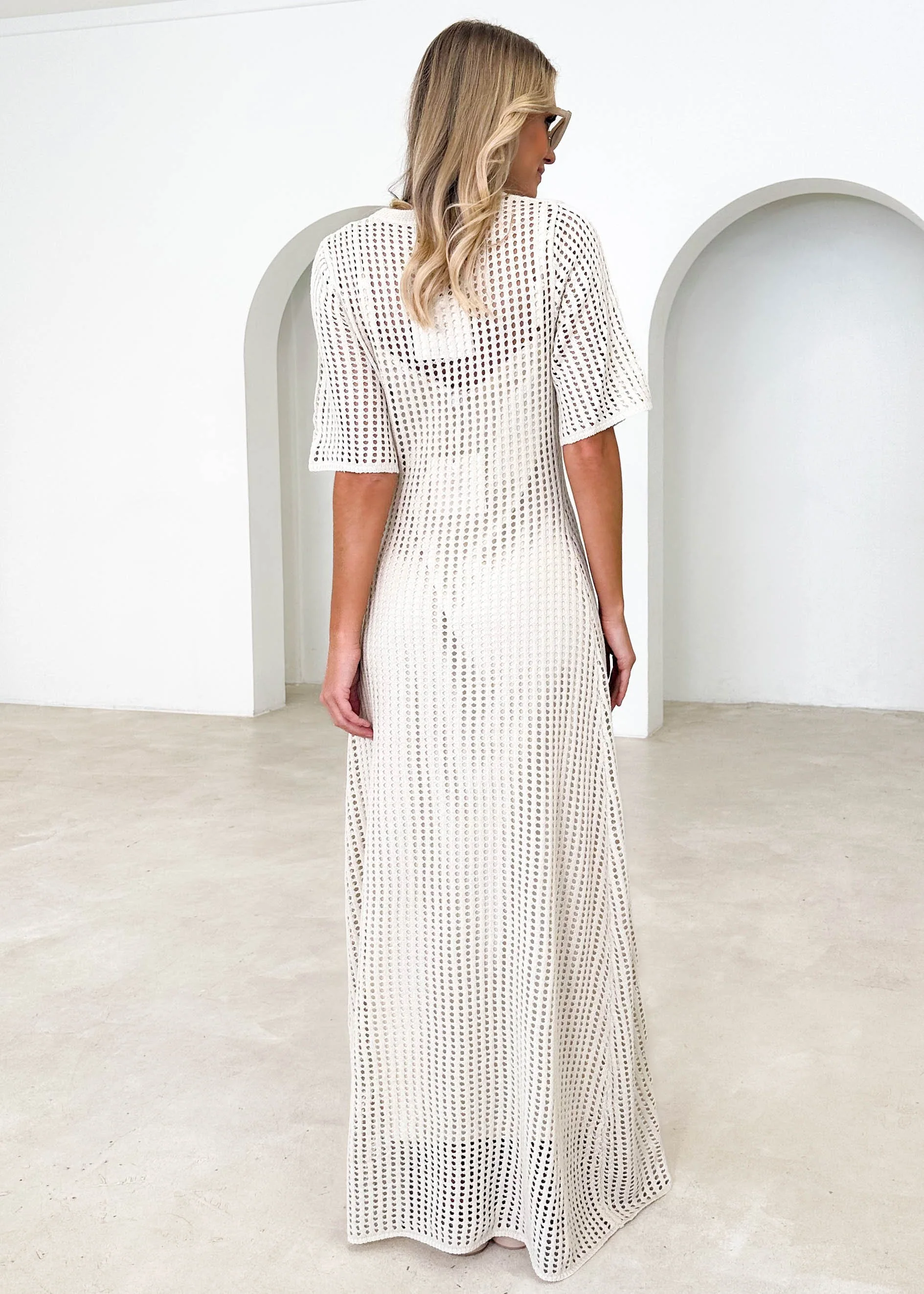 Vivvy Crochet Maxi Dress - Cream - Image 19