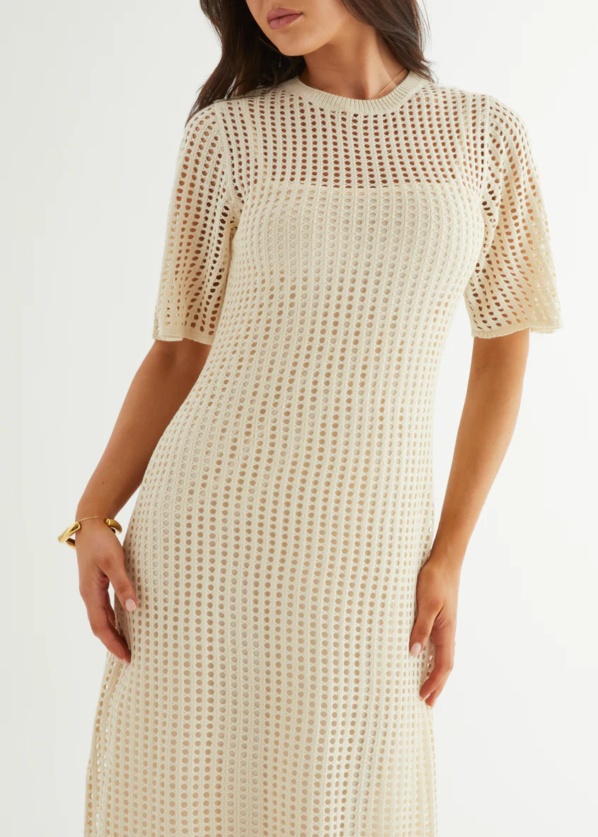 Vivvy Crochet Maxi Dress - Cream - Image 4