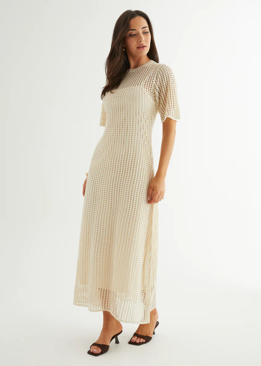 Vivvy Crochet Maxi Dress - Cream - Image 6