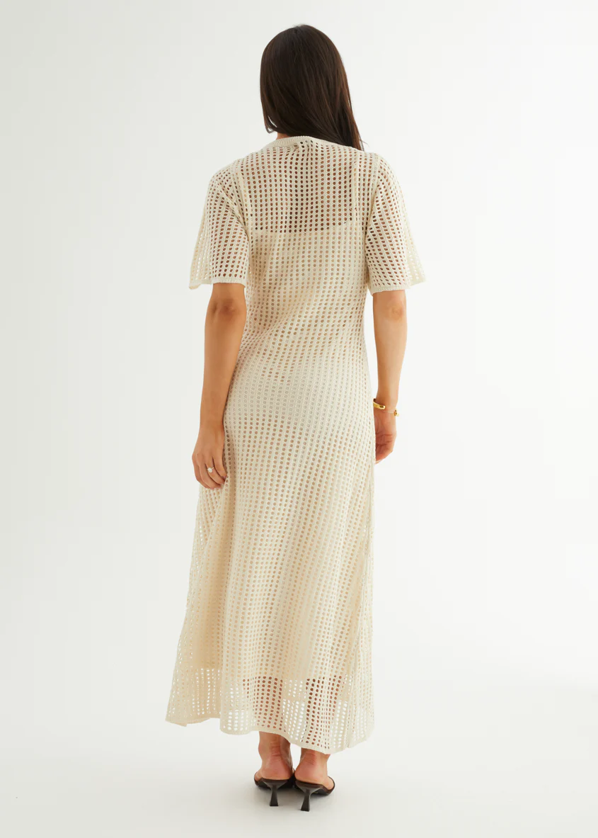 Vivvy Crochet Maxi Dress - Cream - Image 7