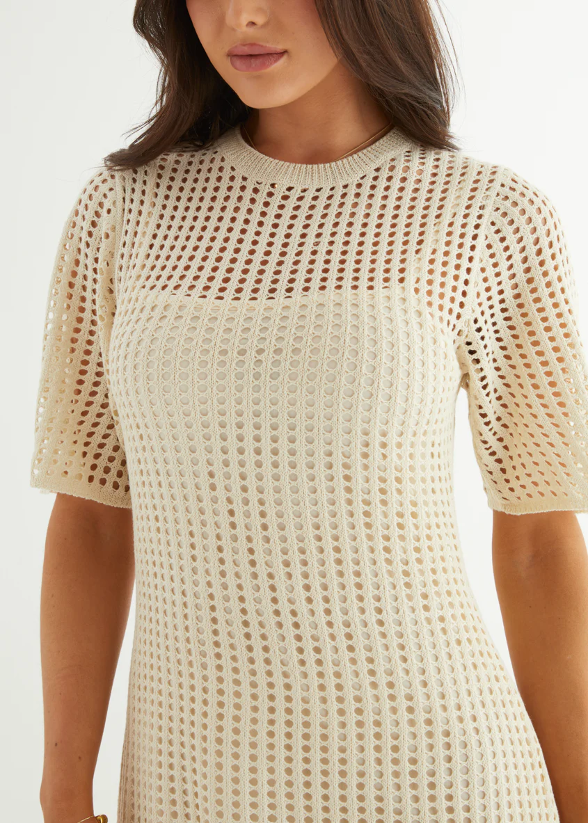 Vivvy Crochet Maxi Dress - Cream - Image 8