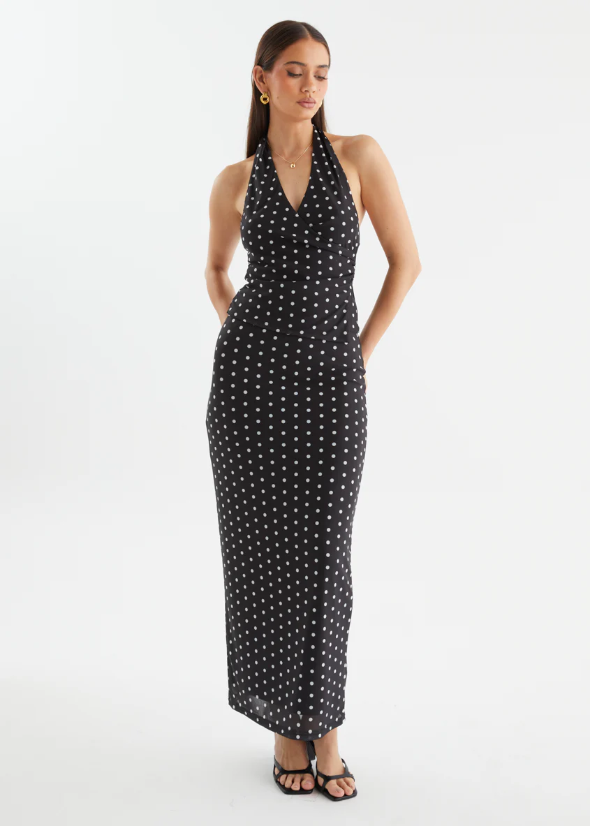 Weslee Mesh Maxi Skirt - Black Polka - Image 5
