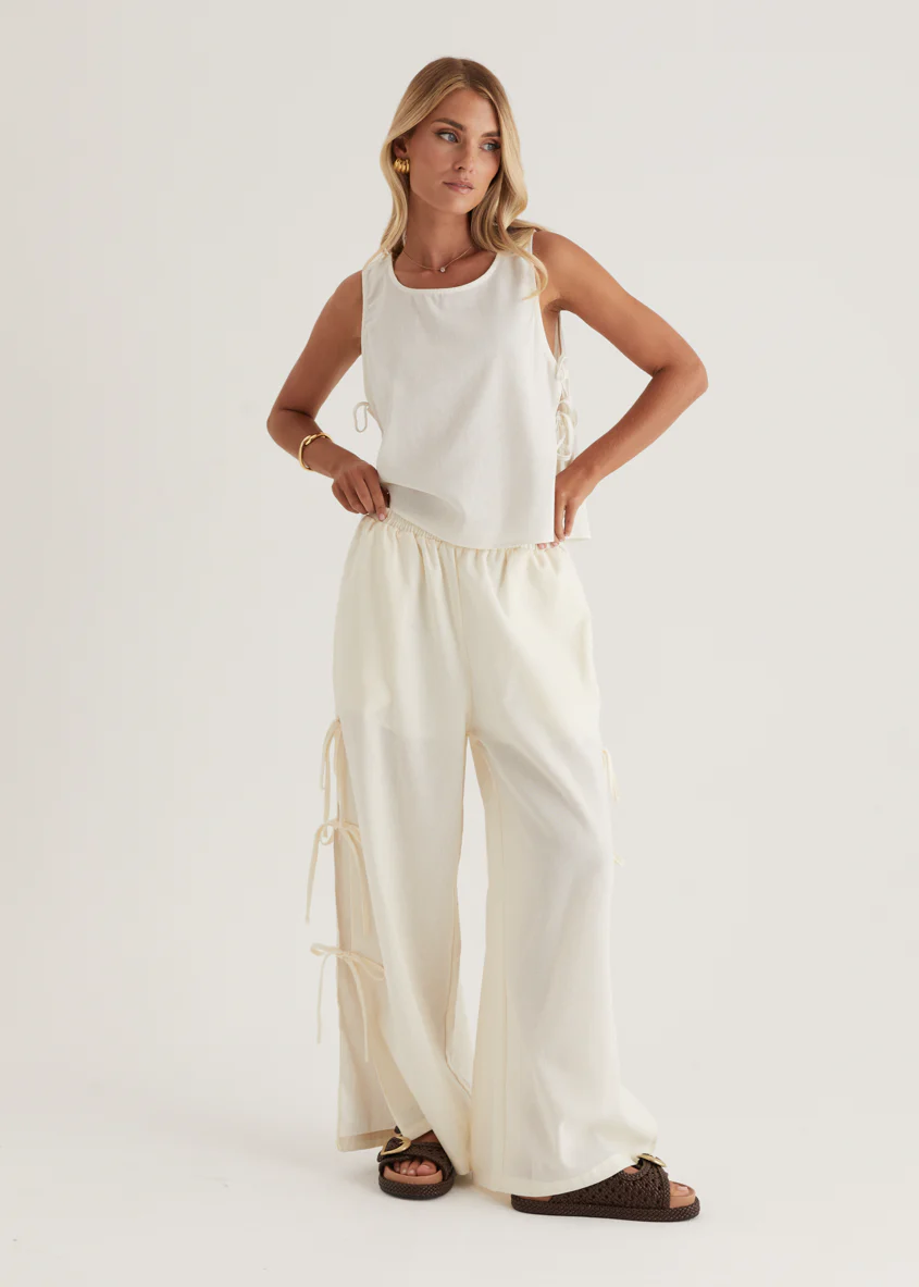 Whinley Tie Top - Cream - Image 4