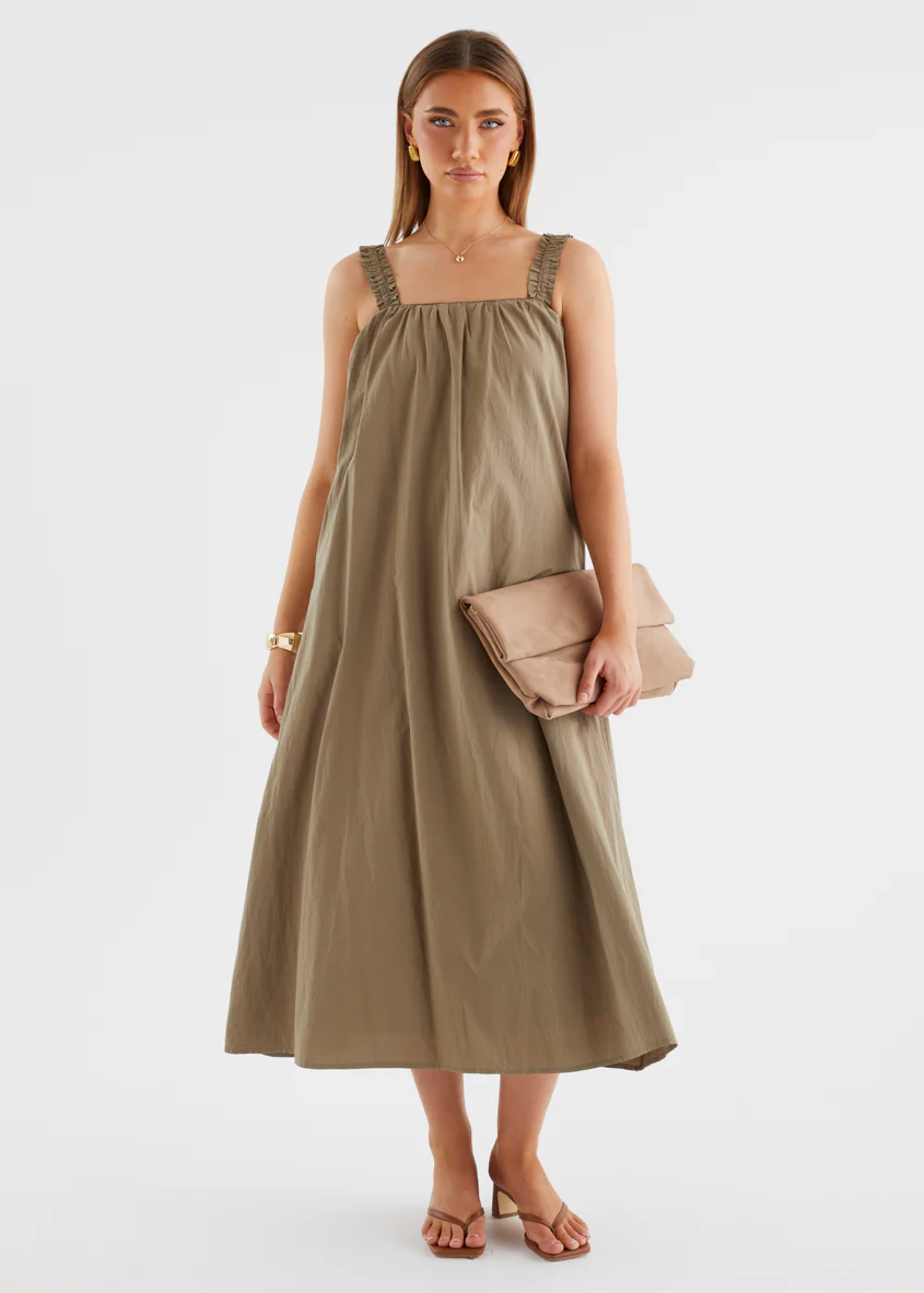 Woodstock Maxi Dress - Khaki - Image 11