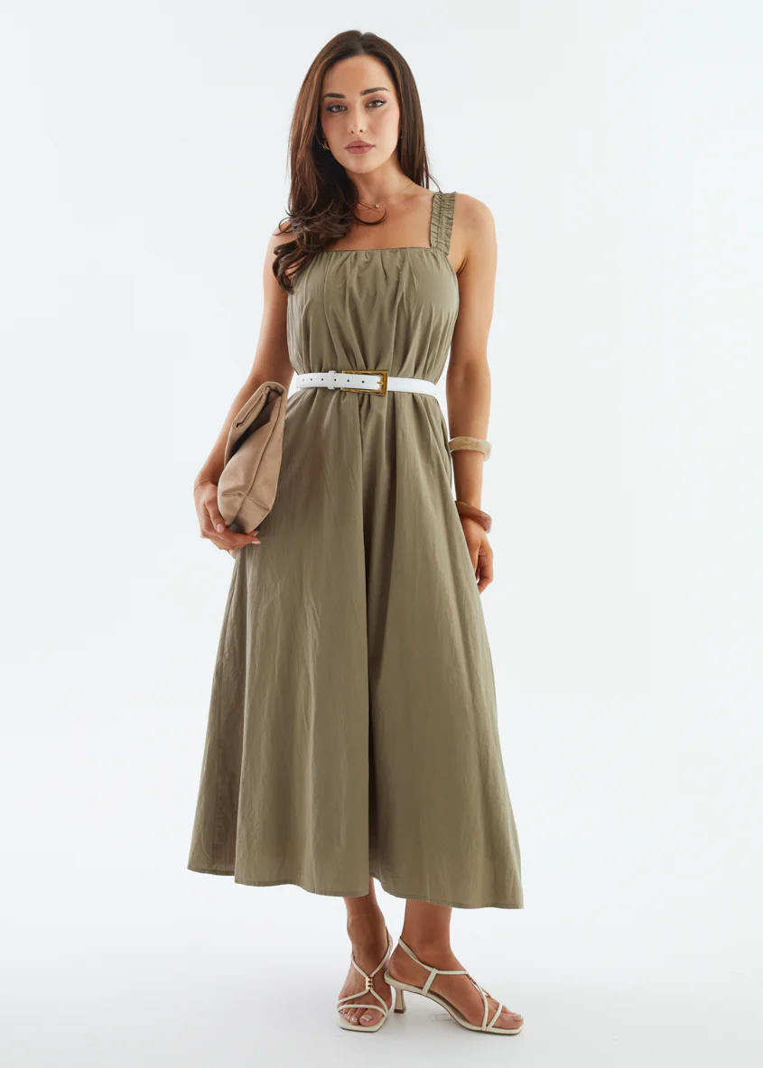 Woodstock Maxi Dress - Khaki - Image 6