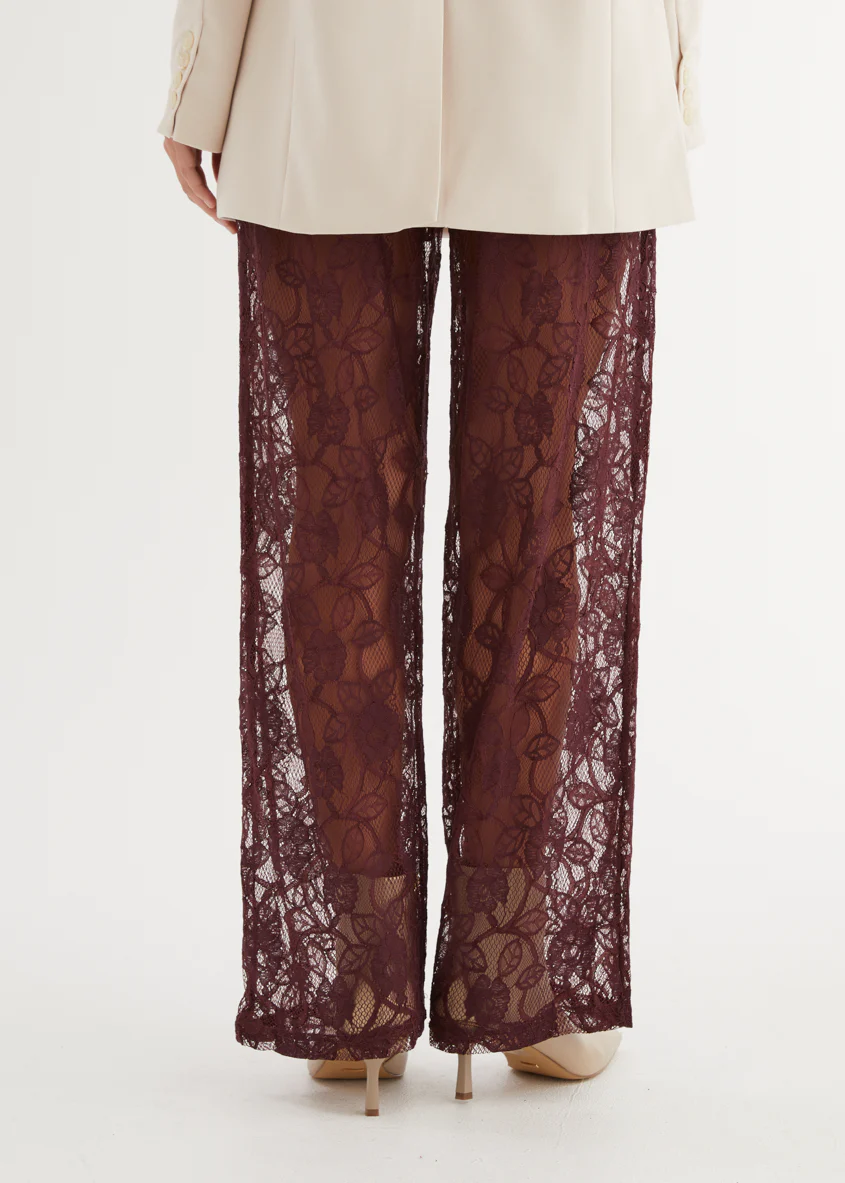 Wynter Lace Pants - Burgundy - Image 10
