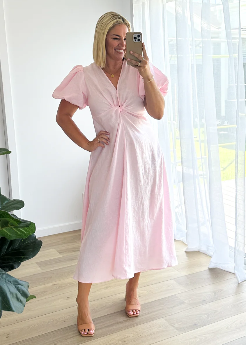Yilkia Linen Midi Dress - Blush - Image 6