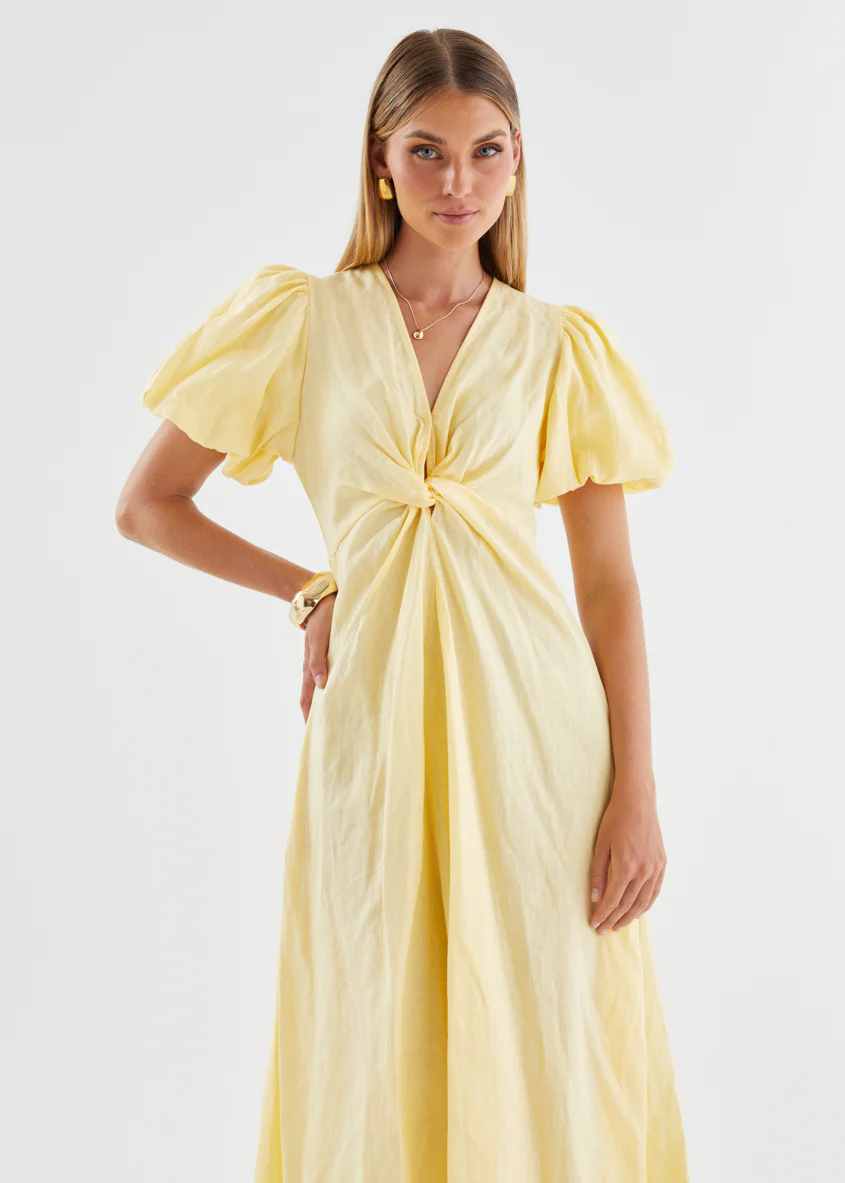 Yilkia Linen Midi Dress - Butter - Image 4