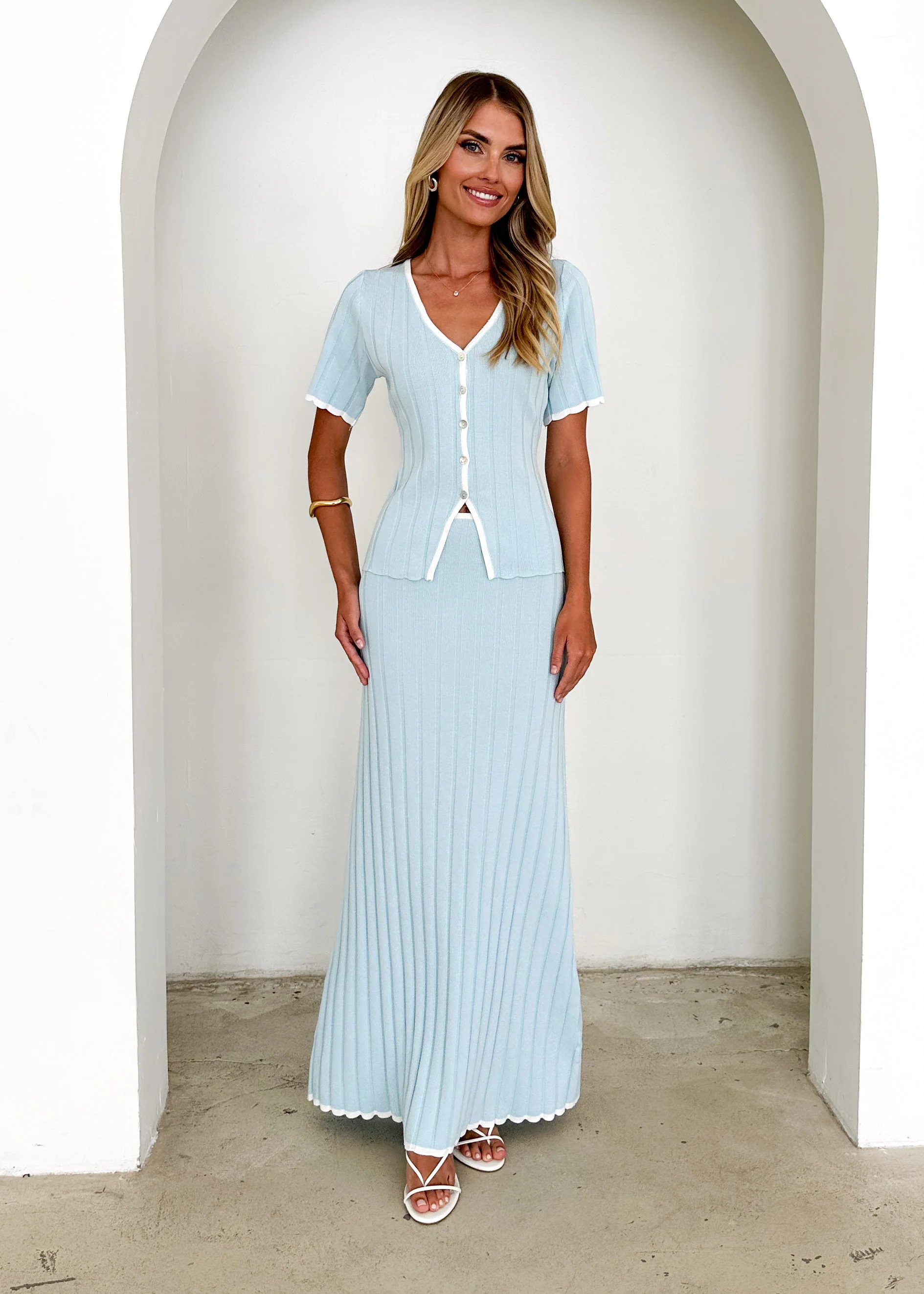 Yulia Knit Maxi Skirt - Sky Blue - Image 13
