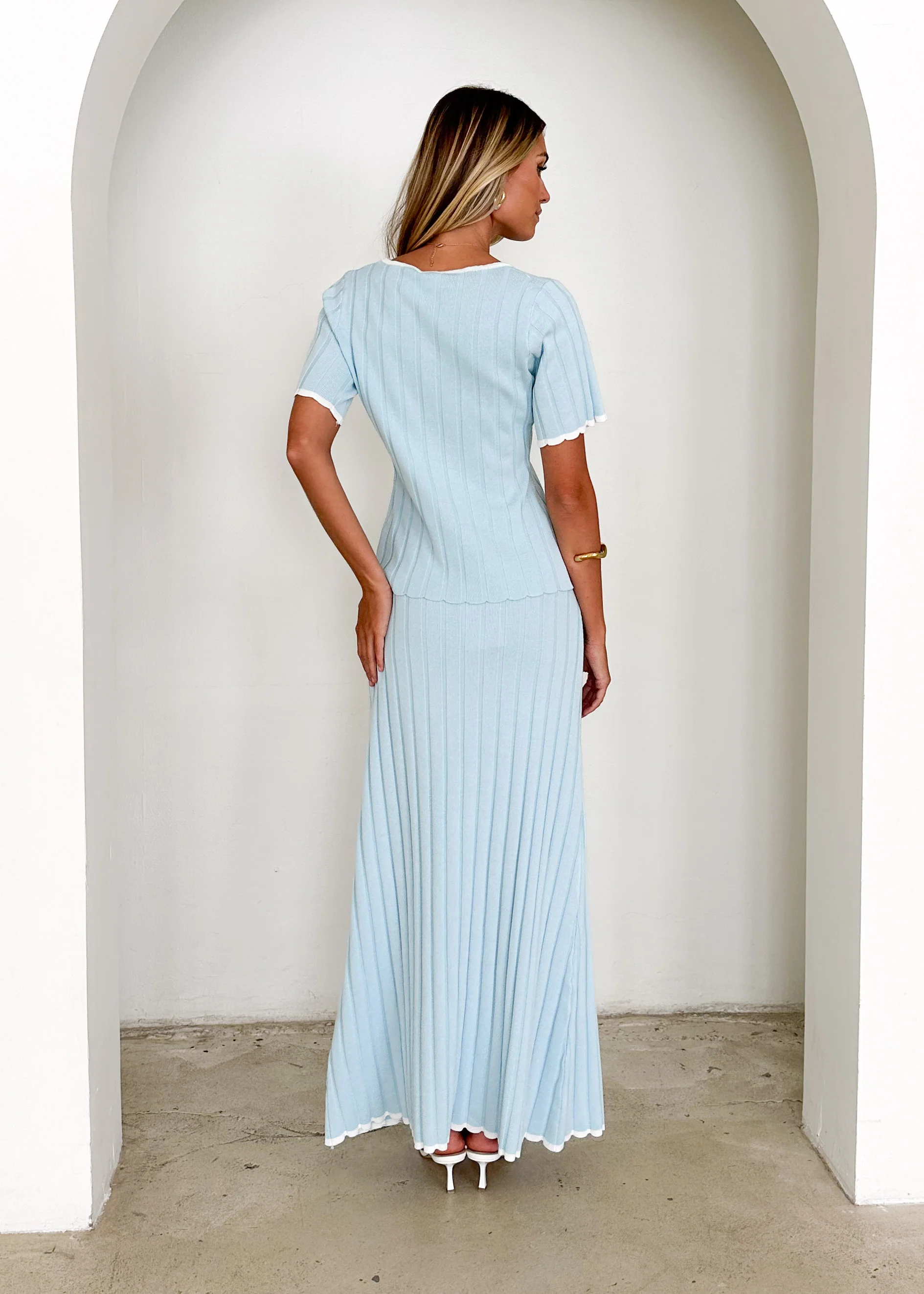 Yulia Knit Maxi Skirt - Sky Blue - Image 15