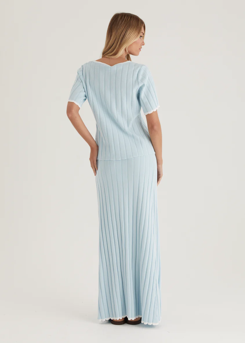 Yulia Knit Maxi Skirt - Sky Blue - Image 8