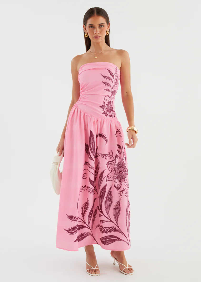 Zahley Strapless Maxi Dress - Magenta Bloom - Image 2