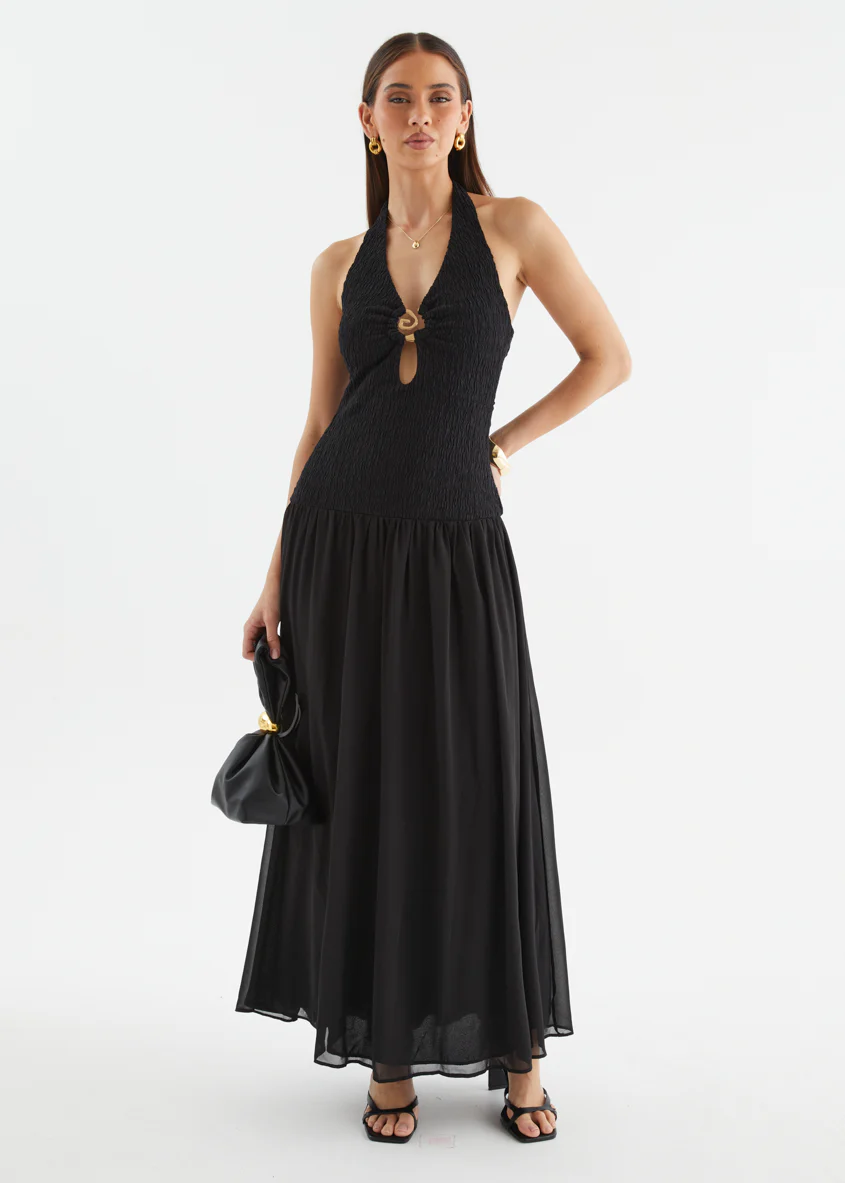 Zantali Halter Maxi Dress - Black - Image 4